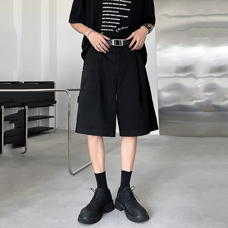 Men's American Style Casual Shorts - Solid Color Straight Wide Leg Loose Fit Pants with Pockets | Summer Comfort & Breathable | Perfect for Outdoor Activities, Travel, and Relaxation