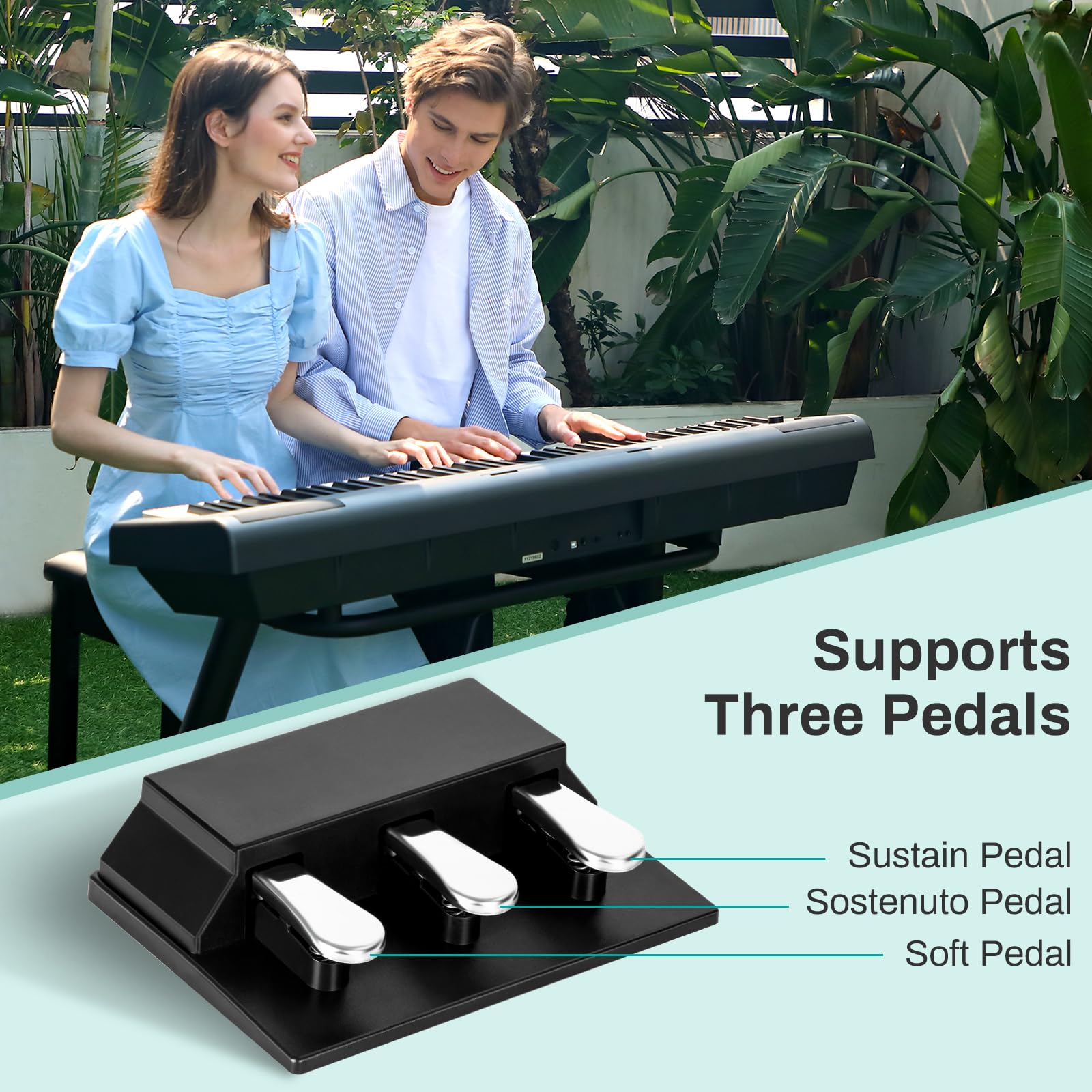 AODSK 88 Key Weighted Digital Piano with Portable U Stand, 3-Pedal Unit & 2x15W Speakers - Full Size Keyboard for Beginners & Professionals - Perfect for Home Practice, Studio Recording & Piano Lessons (Black)