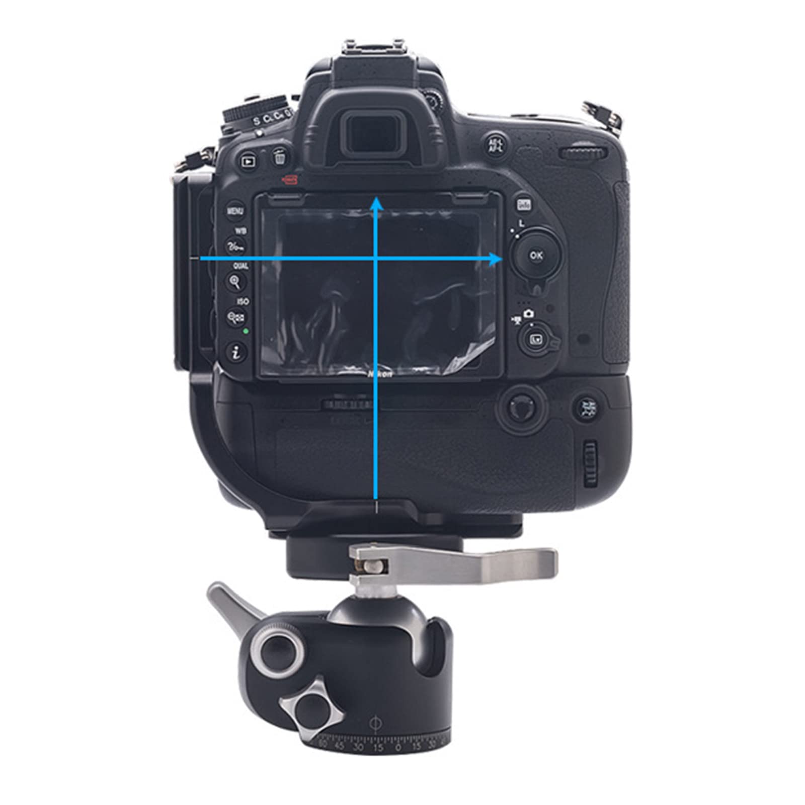 Quick Release L Plate Bracket for Nikon D750 - Aviation Aluminum Camera Accessory with Tripod Head - Perfect for Landscape, Portrait & Studio Photography