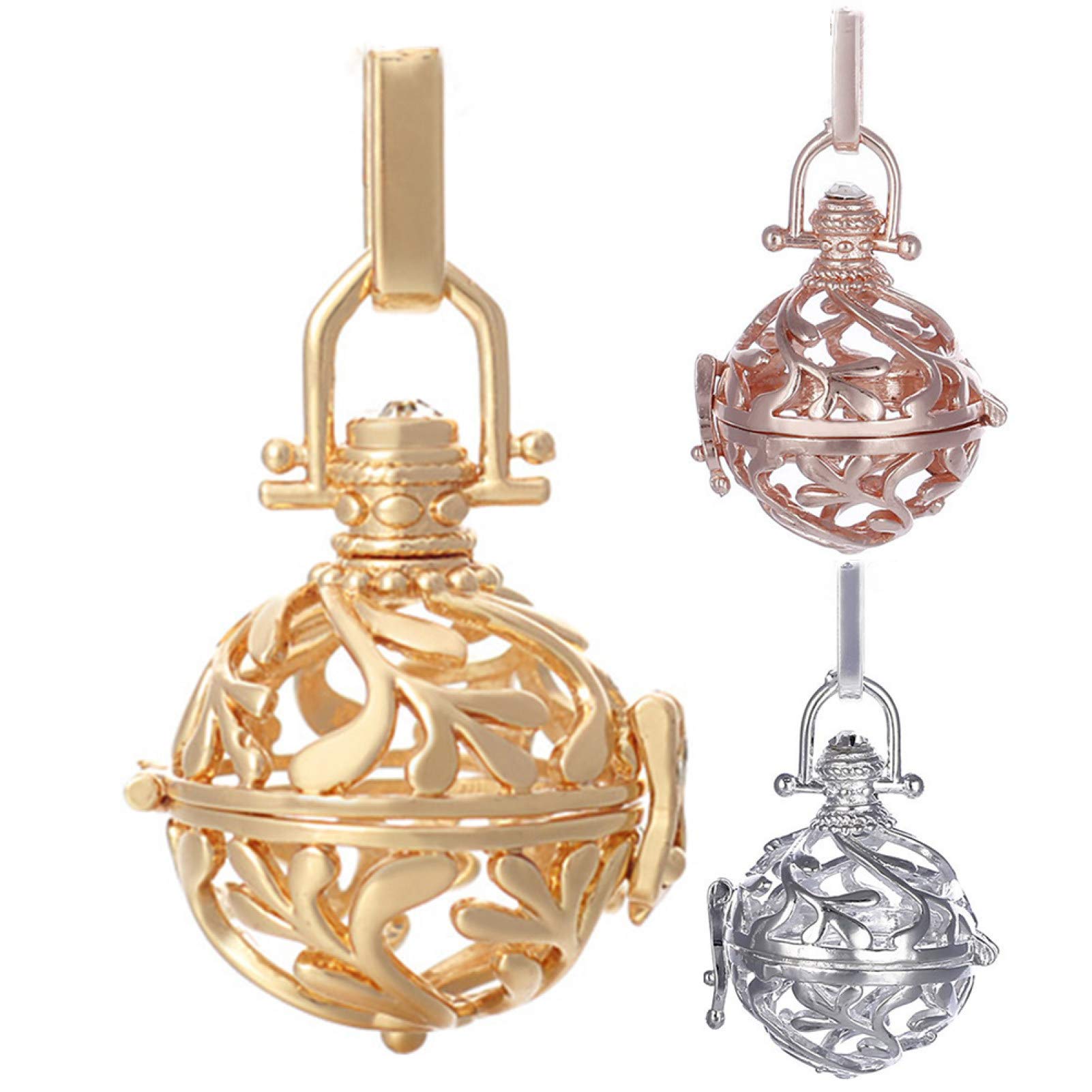 Women's Hollow Bell Perfume Essential Oil Diffuser Locket Necklace - Aromatherapy Jewelry Pendant for Relaxation & Stress Relief - Perfect Gift for Her, Birthday, Anniversary & Special Occasions