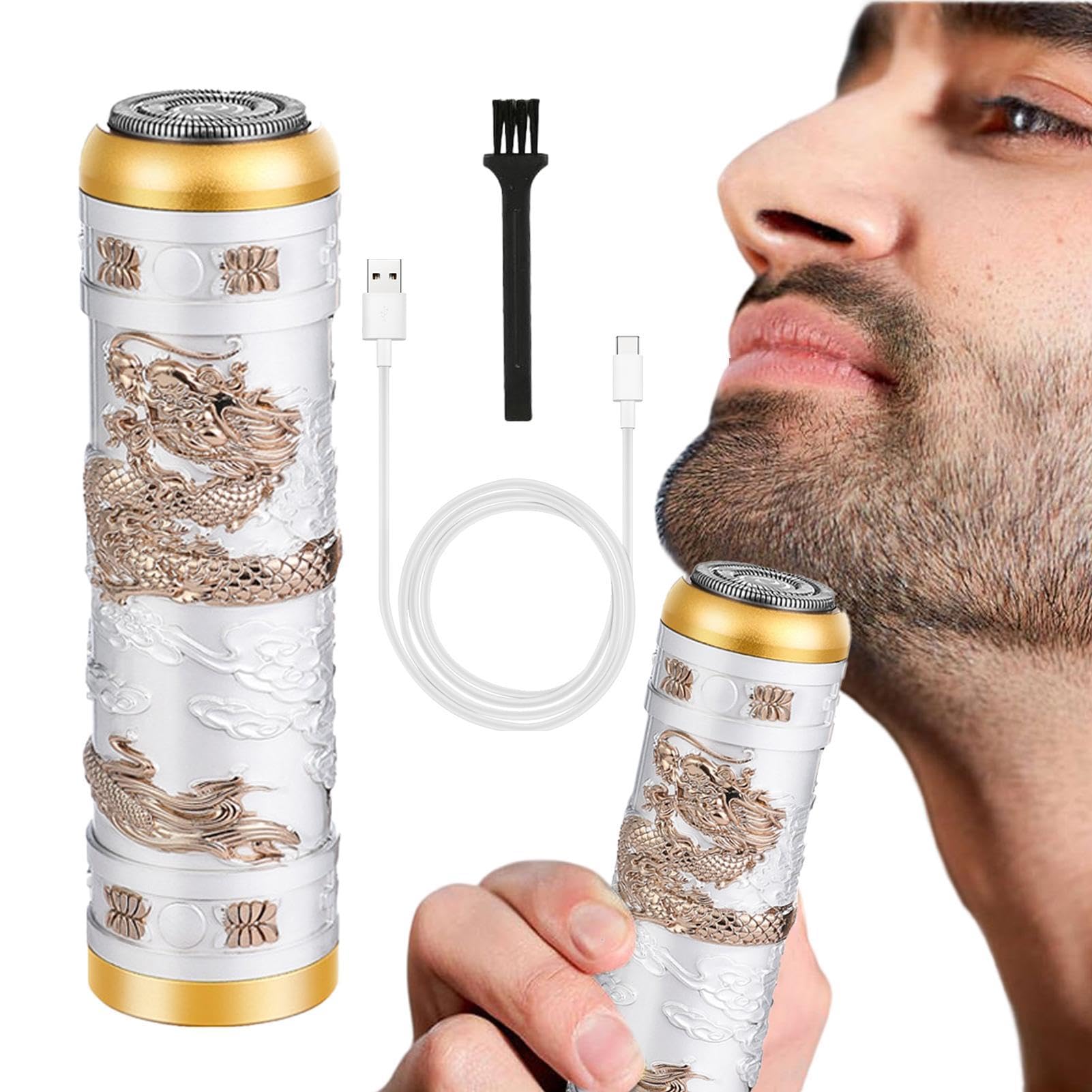 Professional Gold Dragon Electric Shaver - Cordless T-Blade Trimmer for Men, Beard & Hair Grooming Kit with USB Charging Cable - Perfect Gift for Dad, Travel & Home Use
