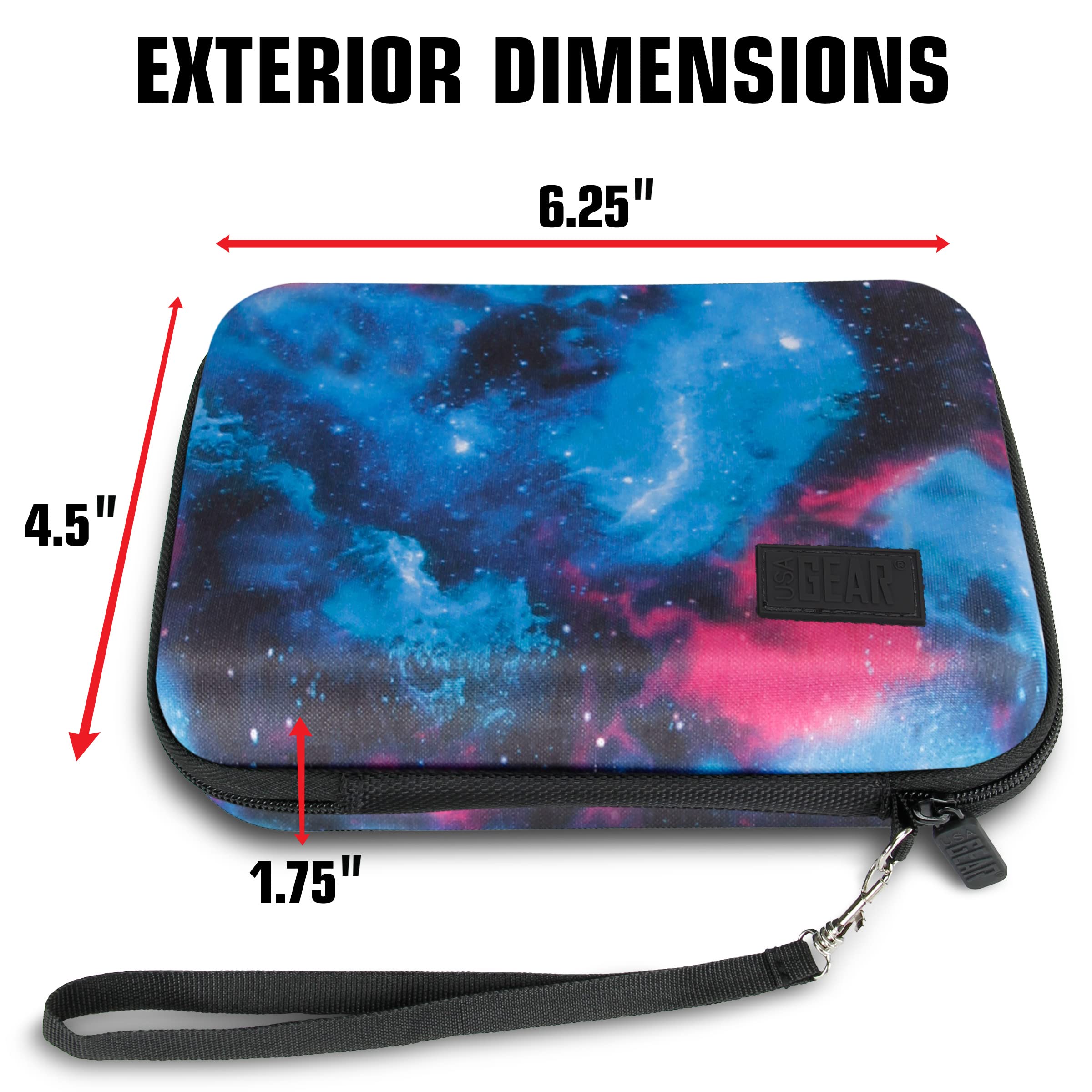USA GEAR Hard Shell Portable Printer Case - Scratch-Resistant Interior, Wrist Strap - Compatible with HP Sprocket 2x3, Instax Mini Link 2, Kodak Printomatic & More - Perfect for Travel, Parties & Photo Printing On-The-Go - Galaxy Design