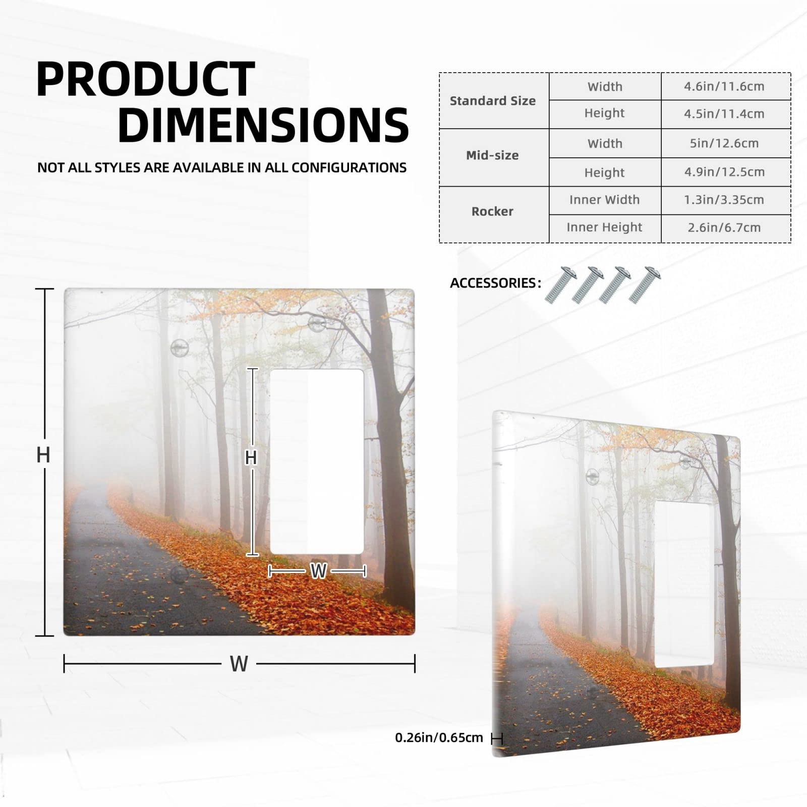 Foggy Autumn Forest 2-Gang Light Switch Cover Plate - 1 Toggle & 1 Rocker - 4.5