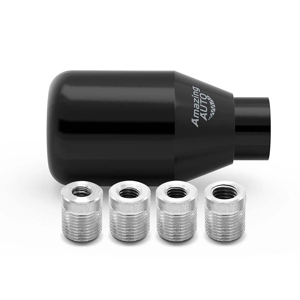 Universal Weighted Gear Shifter Knob - Black Manual/Automatic Car Shift Lever with 4 Adapters for Smooth Gear Changes | Perfect for Racing, Daily Driving & Car Customization