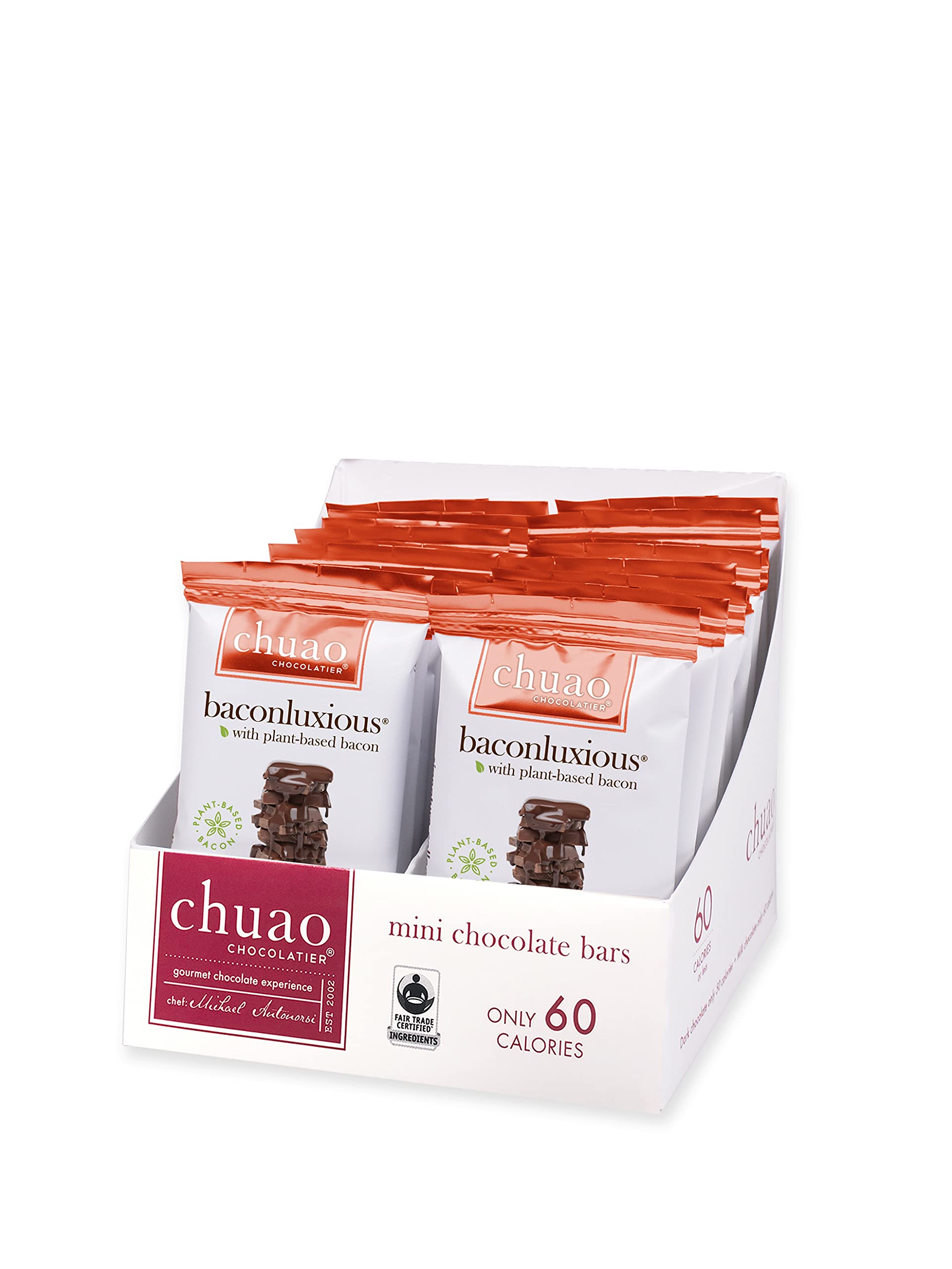 Chuao Baconluxious Chocolate Bars - Vegan Bacon Milk Chocolate for Gifts & Birthdays - 24 Pack