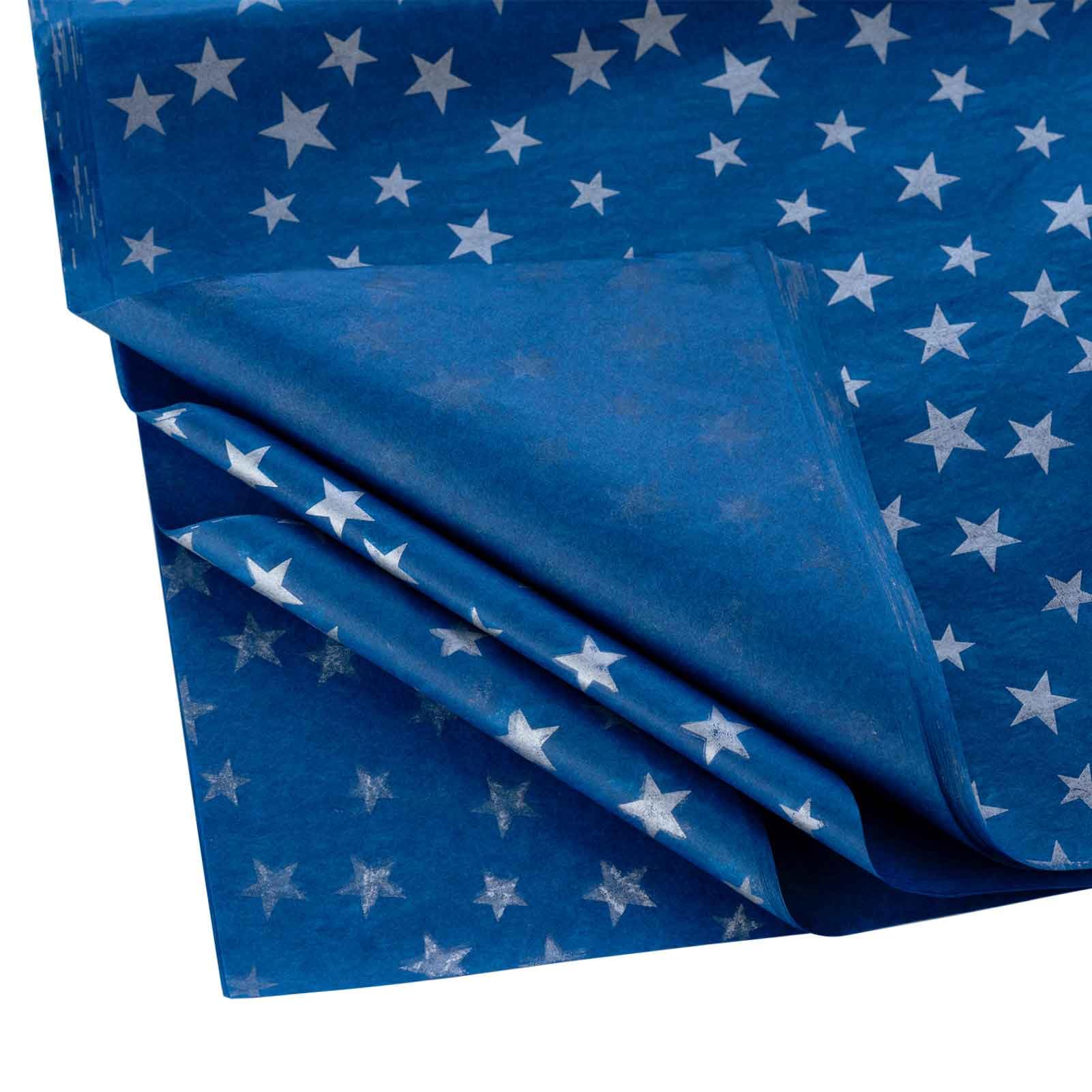 We Moment Blue Tissue Paper with Silver Star Navy Blue Wrapping Paper - 50 Sheets for DIY Crafts, Gift Wrapping, Party Decorations & Scrapbooking Projects