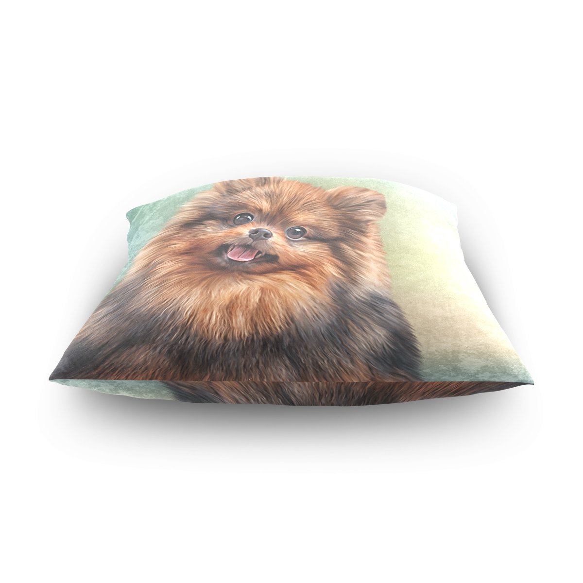 German Shepherd Pomeranian Velvet Plush Throw Pillow Cover 18x18 Inch - Soft Floral Dog Pattern Cushion Case with Hidden Zipper for Sofa, Couch, Bed - Perfect for Living Room Decor, Pet Lover Gift, Cozy Home Accessories