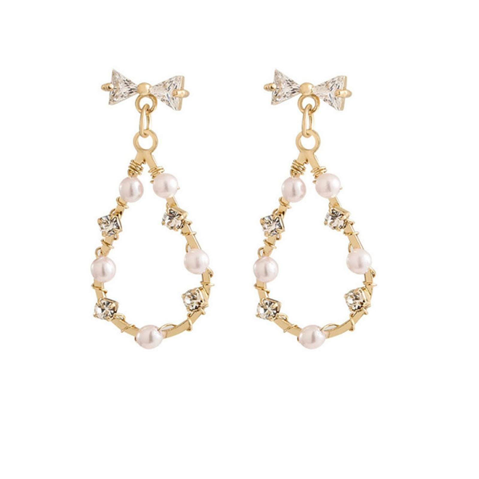 Stylish Korean Retro Pearl Drop Earrings for Women - Thin Gold Hoop Alloy Jewelry for Students & Girls | Perfect for Parties, Dating & Everyday Wear