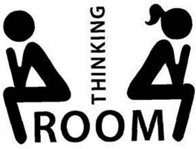 Funny Toilet Decals Wall Stickers - Removable Bathroom Sign for Ladies & Gents - Thinking Room WC Mural Decor - Perfect for Home, Office & Restaurant Bathrooms