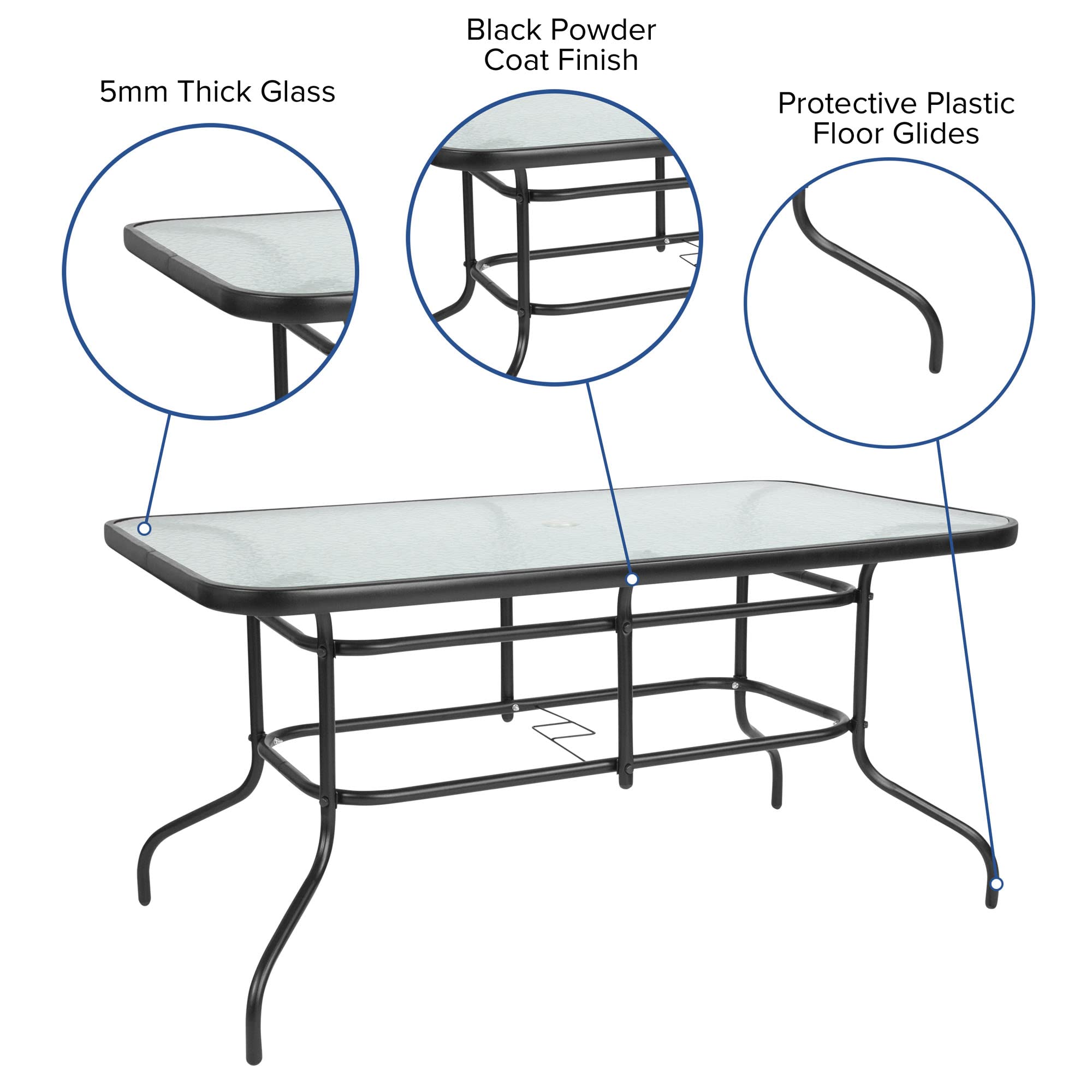 Flash Furniture Brazos 5-Piece Outdoor Patio Dining Set with 4 Black Flex Comfort Stack Chairs & 55