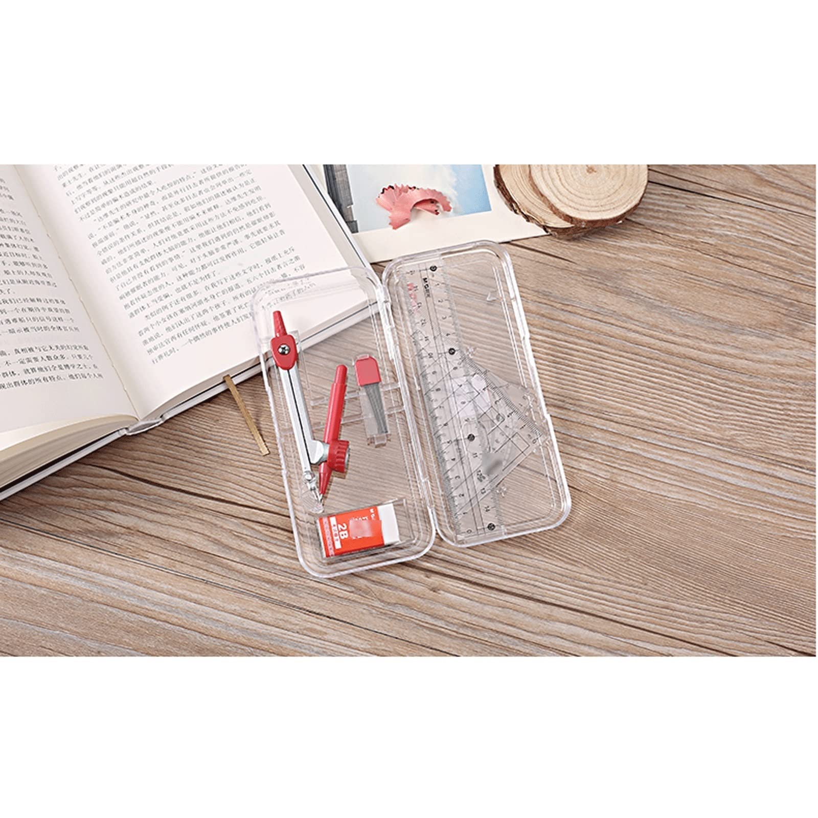7-Piece Metal Drafting Compass Set for Drawing, Math & Geometry - Precision School & Office Supplies for Students, Engineers & Carpenters (Red) - Perfect for Technical Drawings, Woodworking & Classroom Projects