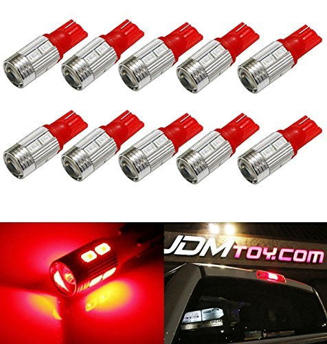 10 Pack Red 921 912 920 168 T10 SMD LED Bulbs - High Brightness Replacement for Truck 3rd Brake Lights & Cargo Lights - Perfect for Ford, Chevy, Dodge Pickups & SUVs (Ideal for Night Driving & Enhanced Visibility)