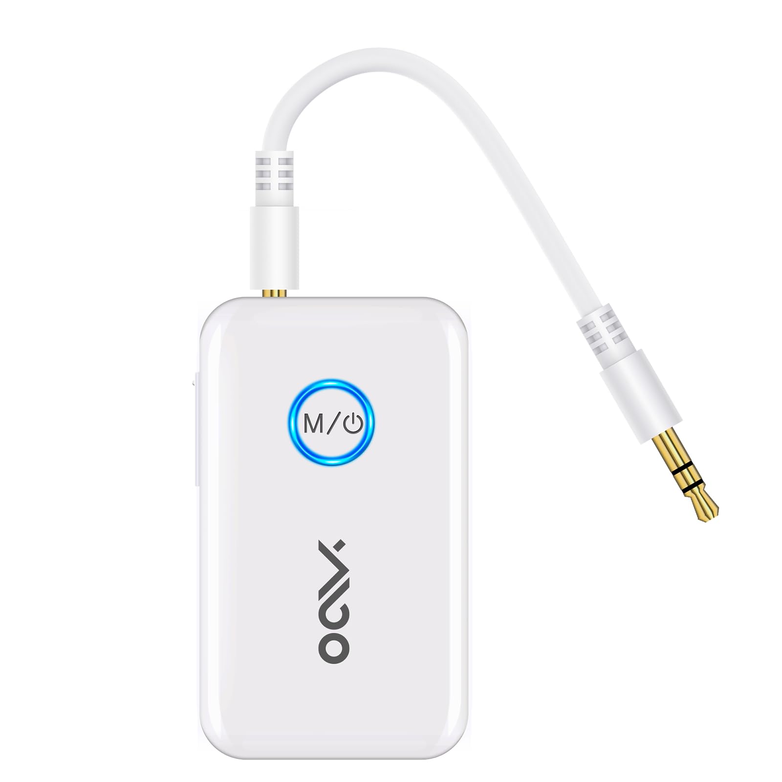 YMOO Bluetooth 5.3 Transmitter & Receiver - 2-in-1 Wireless Audio Adapter with 3.5mm Low Latency for TV, Headphones, Speakers | Perfect for Home Theater, Gaming & Music Streaming (White)