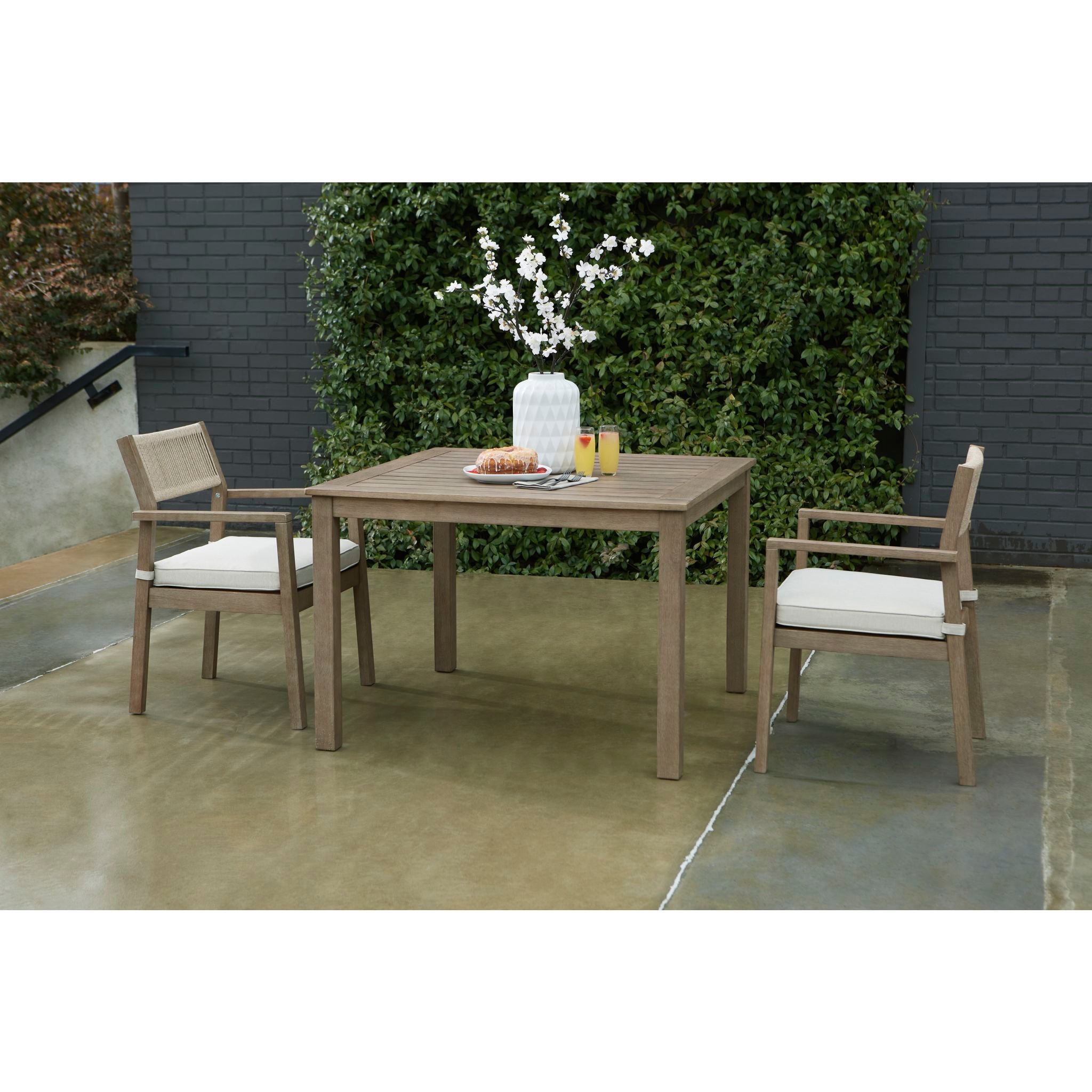 Sturdy Aria Plains Outdoor Dining Table in Brown - Perfect for Patio, Garden, and Backyard Entertaining