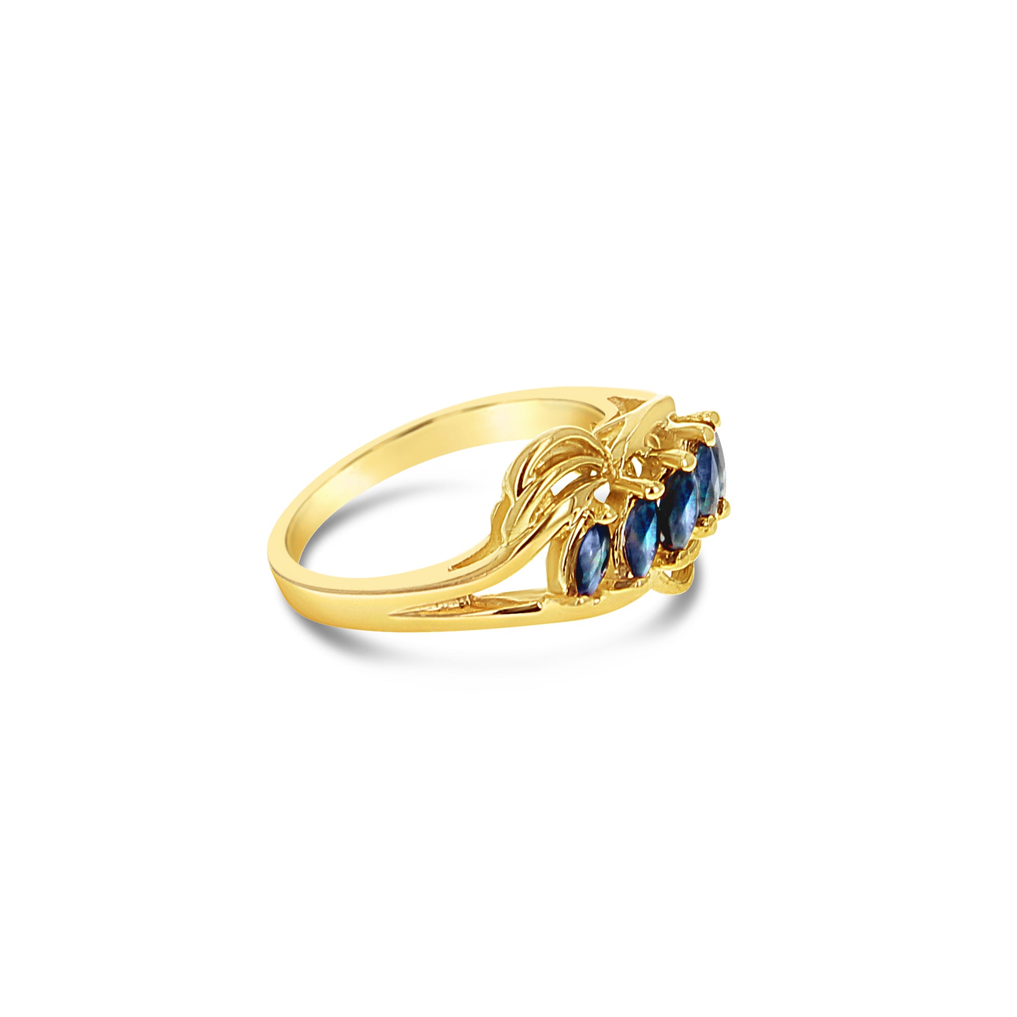 Exquisite Marquise Cut Sapphire Ring in 14K Yellow Gold - Perfect for Engagement, Anniversary & Special Occasions