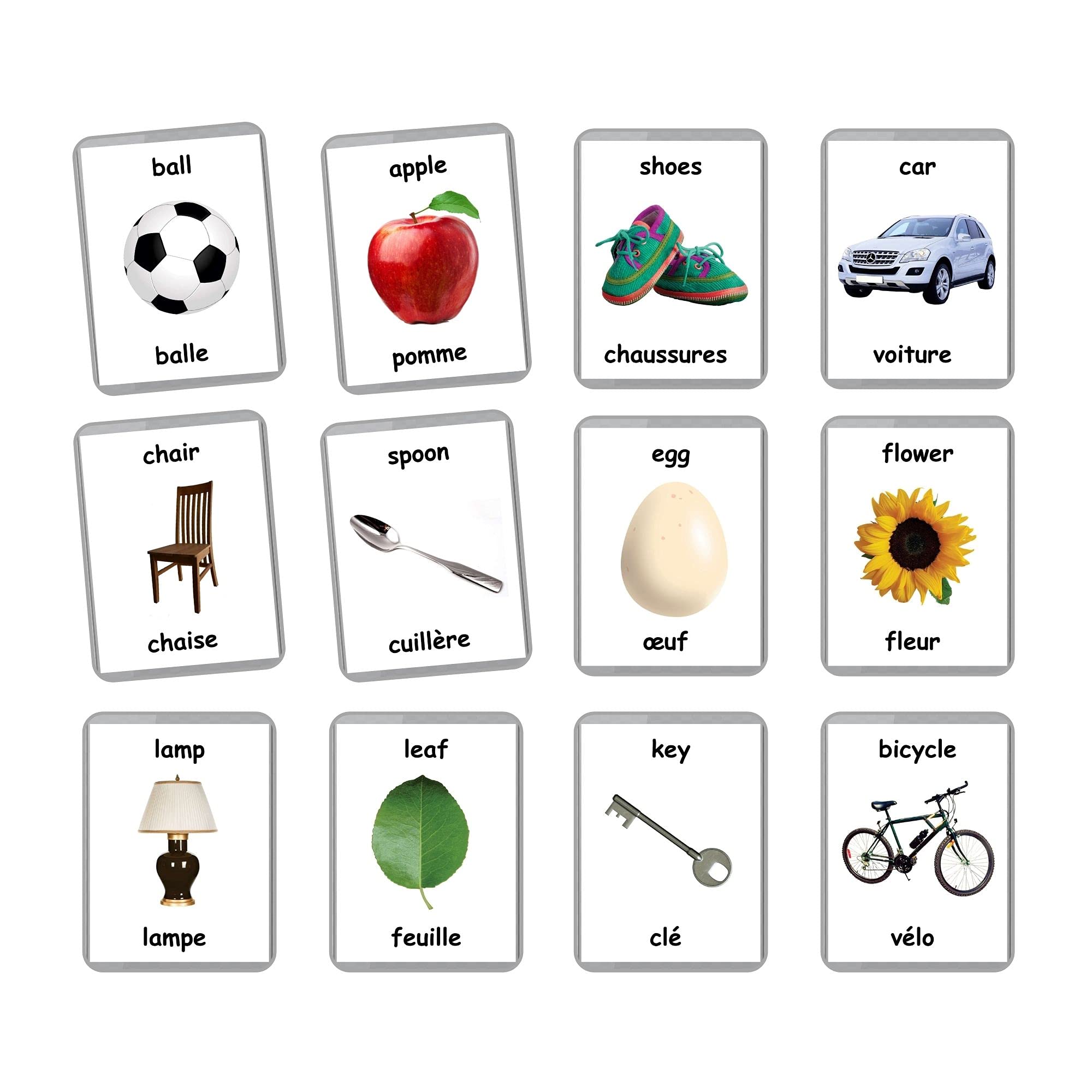 First Words Flash Cards - 48 Baby Learning Cards | Bilingual English & French | Early Education, Homeschooling & Toddler Development | Perfect for Preschool, Montessori & Home Learning Activities