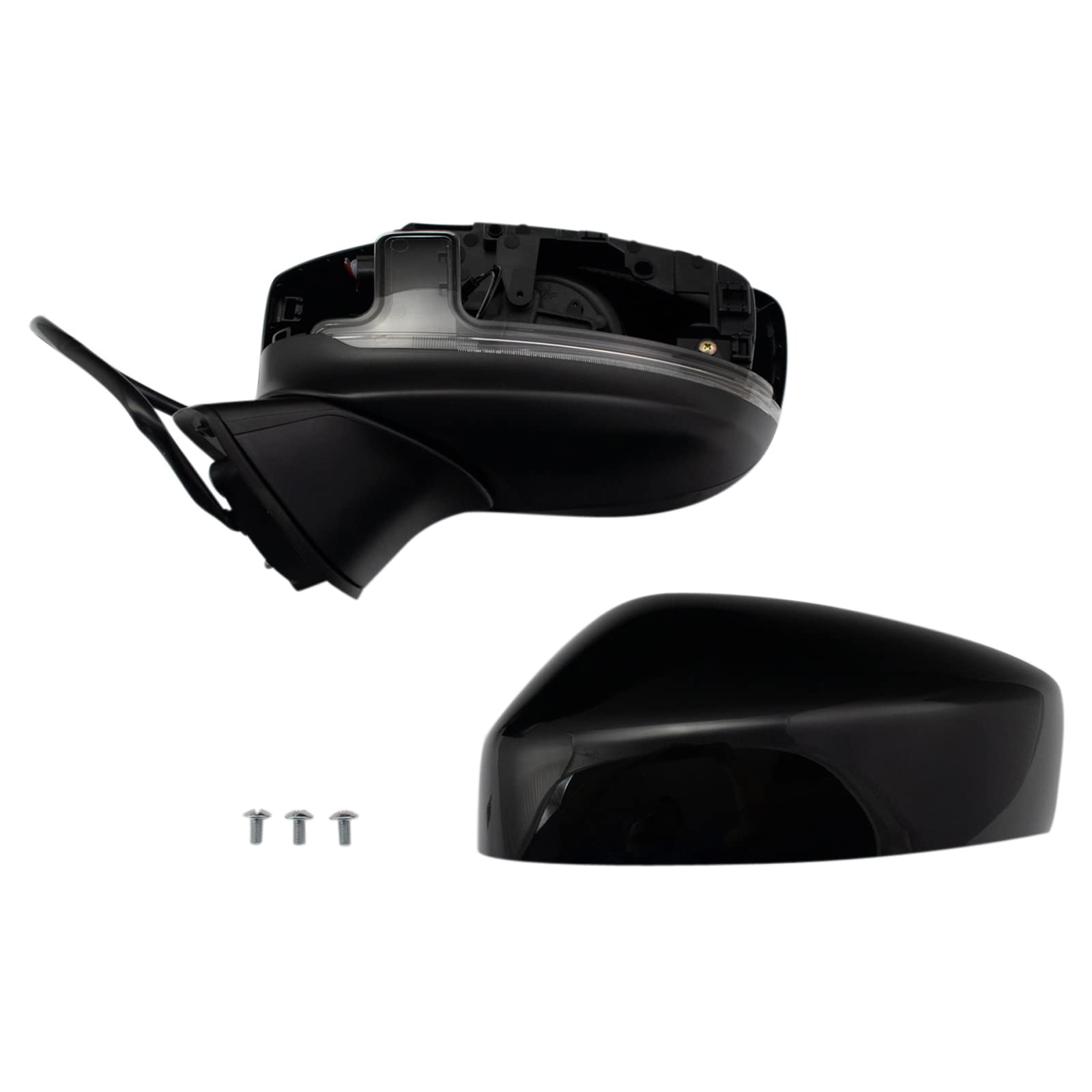 TRQ Left Side Heated Manual Folding Mirror Replacement for 2017-2020 Mazda CX-5 & 2016-2020 CX-9 - Drivers Side Mirror Without Blind Spot Monitor (Part# MA1320195 MA1320249 MA1324106) - Perfect for Winter Driving & Parking in Tight Spaces