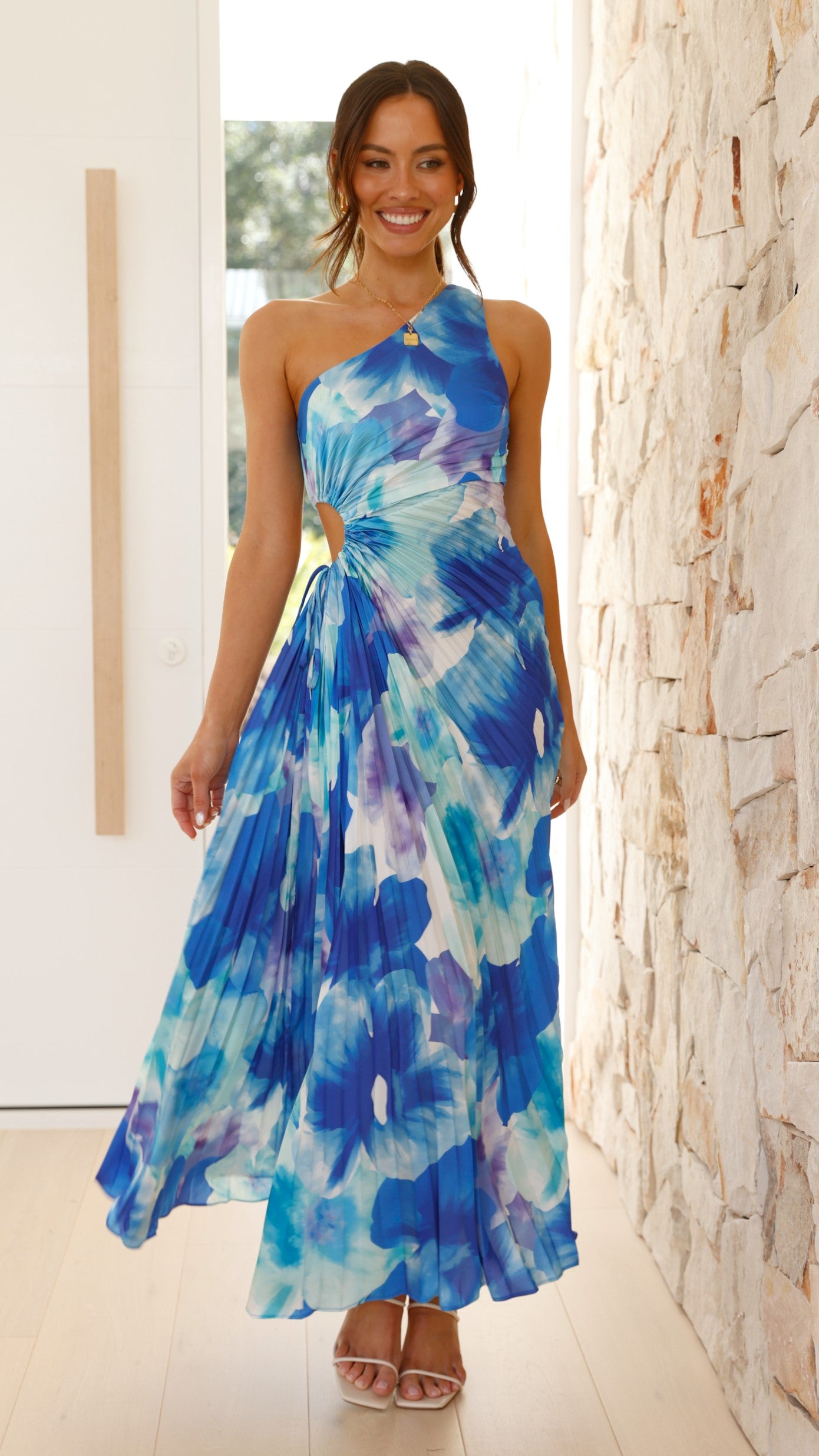 Laken Maxi Dress - Blue Floral Print Long Summer Dress for Women | Beach, Vacation & Casual Wear