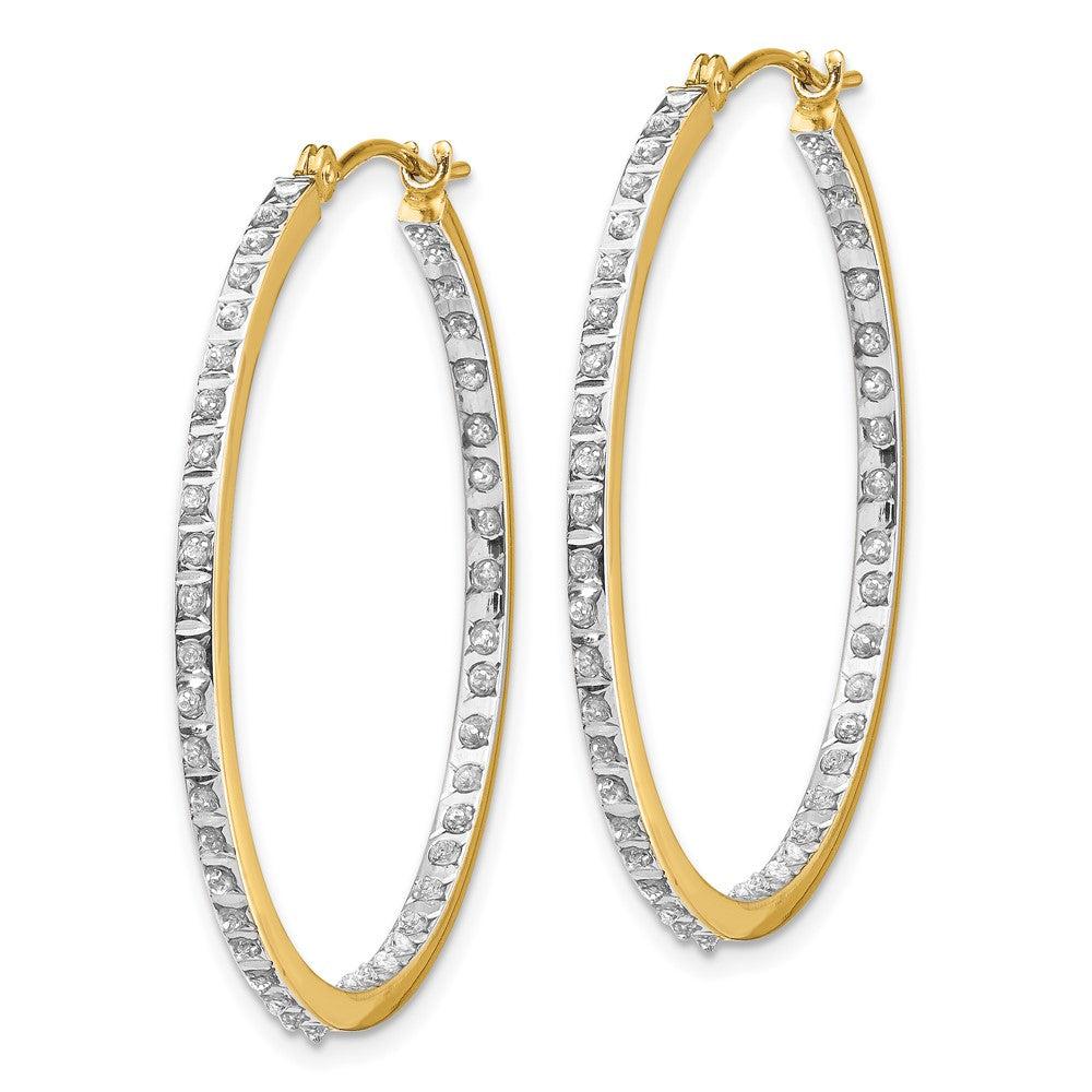 Gold Diamond Hinged Hoop Earrings - Round 14K Gold Plated Stud Earrings for Women | Perfect for Parties, Weddings & Everyday Wear | Model DF256