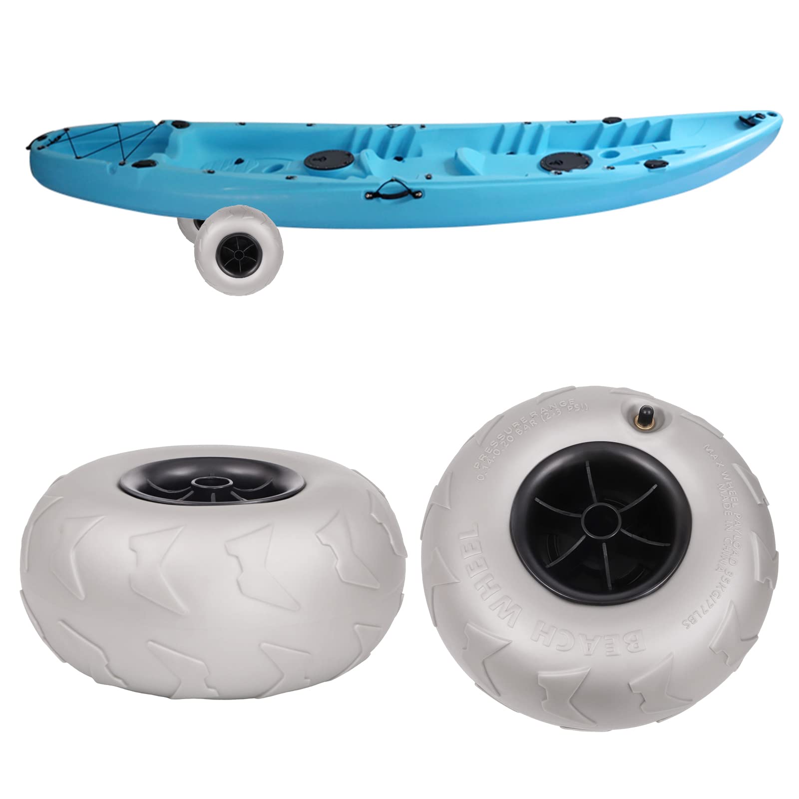 **9 Inch Replacement Balloon Wheels for Kayak Dolly, Canoe Cart & Boat Buggy - 2-Pack Sand & Beach Tires - Perfect for Outdoor Water Sports & Beach Adventures**