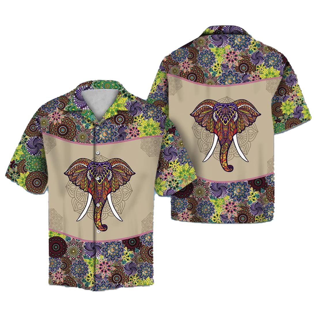 Stylish Elephant Print Hawaiian Shirts for Men & Women - Tropical Short Sleeve Button Down Shirts with Animal Design - Perfect for Beach Vacations, Summer Parties, and Casual Outings