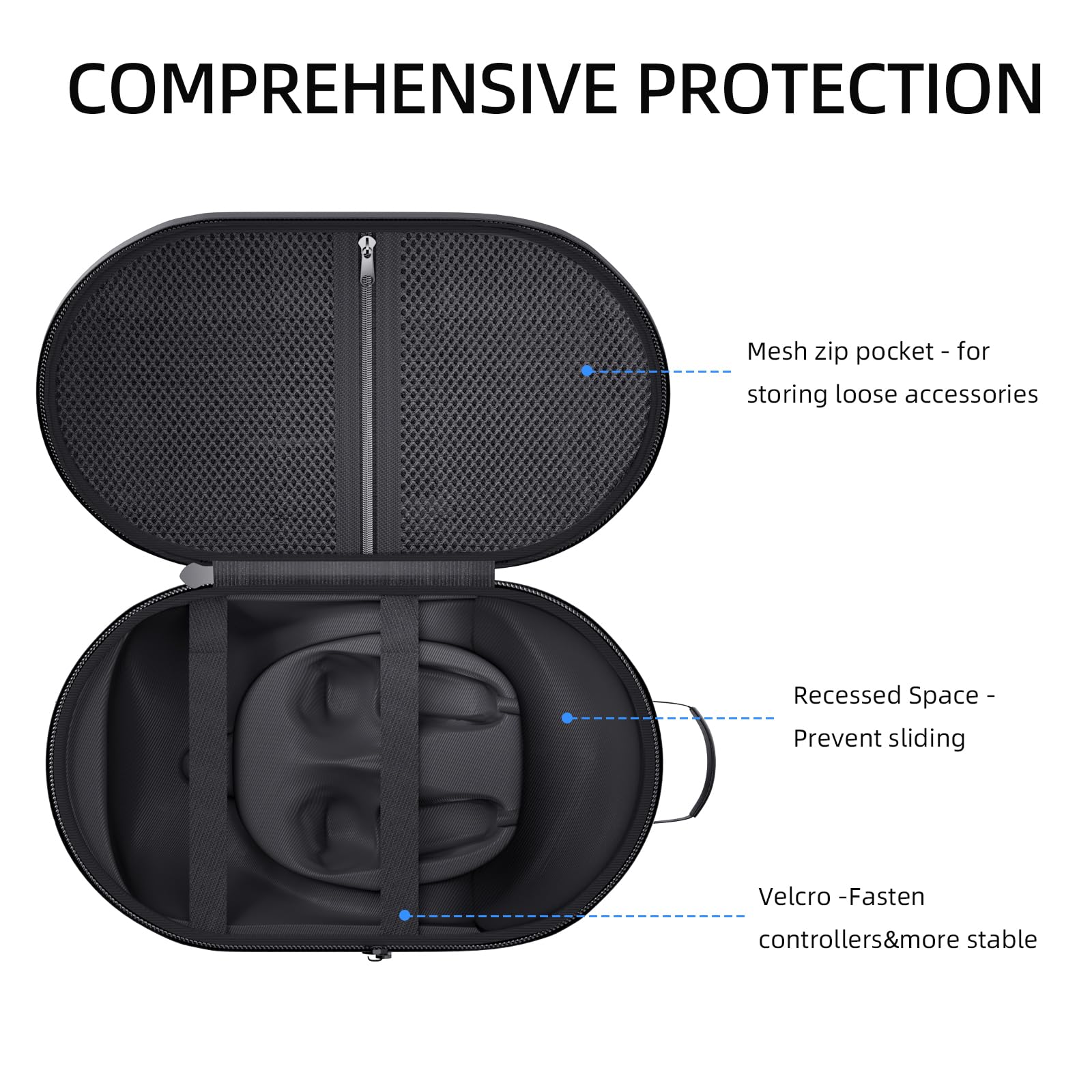 APEXINNO Large VR Carrying Case for Meta Quest 3S/3/2 & Oculus Quest 3S/3/2 Headset - Protective Storage Bag for Elite Strap, Controllers & Accessories | Perfect for Travel, Home Organization & VR Gaming Protection