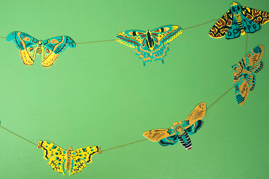 Handmade Moth Sewn Garland - Boho Home Decor for Wall, Nursery, Wedding & Party Backdrop | Natural Cotton & Linen Fabric