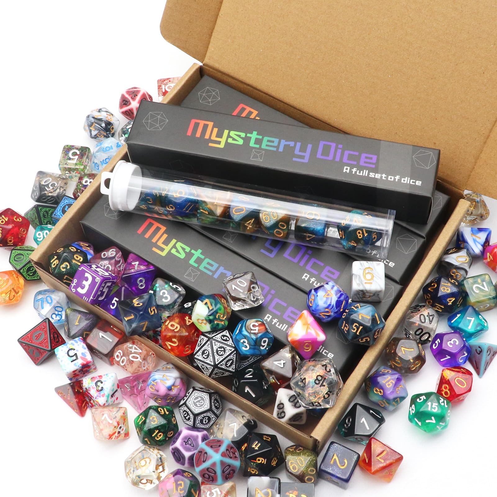 Haxtec 5 Sets Random Polyhedral Dice for D&D, Dungeons & Dragons, Pathfinder RPG - Perfect for Tabletop Gaming, Role-Playing Adventures & Gift Giving