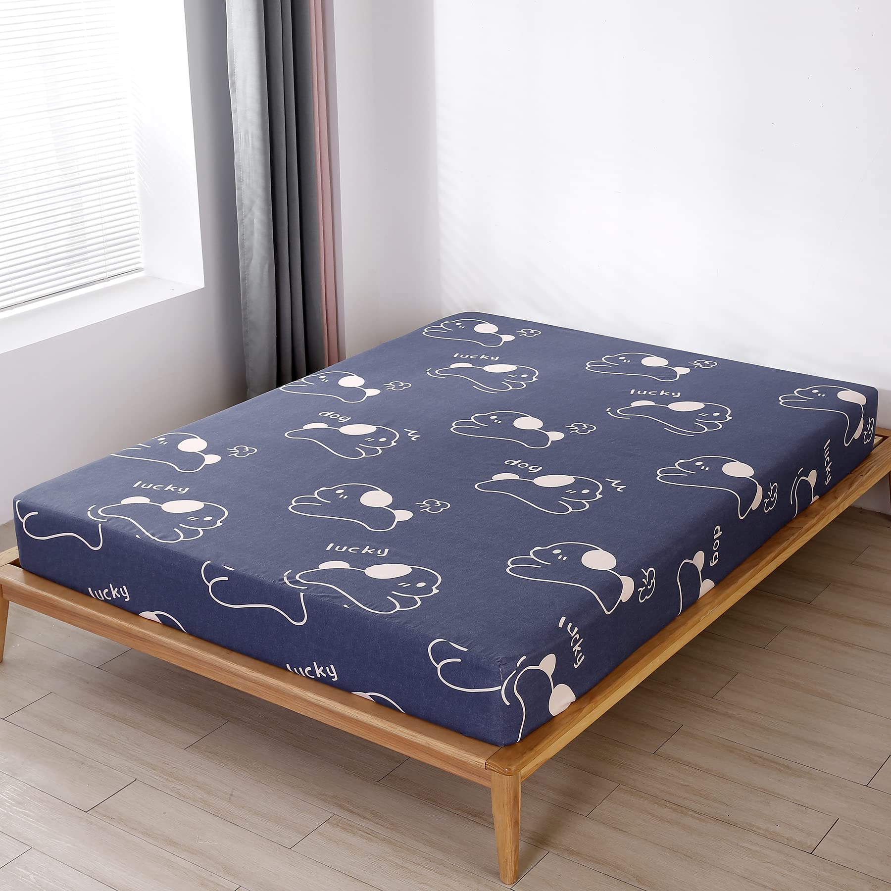 Soft & Lightweight Dog Pattern Fitted Sheet for Kids - Twin XL Size with Deep Pockets - Cute Pet-Themed Bedding for Boys & Girls - Perfect for Children's Bedrooms, Dorms & Sleepovers