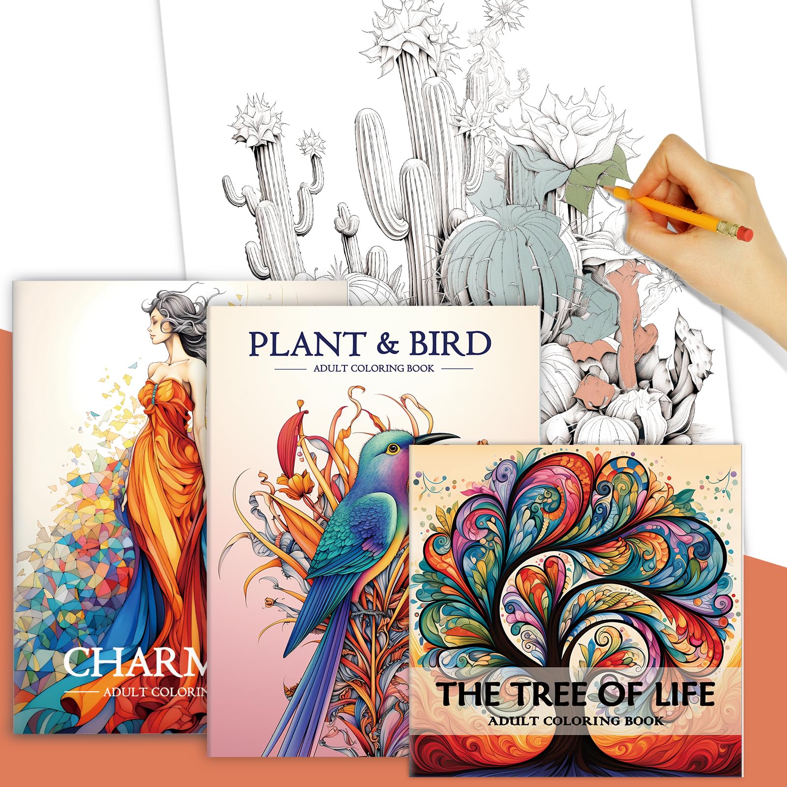 Premium Adult Coloring Books Set of 3 - 96 Pages Stress Relief & Mindfulness Coloring Books for Women, Anxiety Relief & Relaxation - Perfect for Meditation, Art Therapy & Creative Gift Ideas