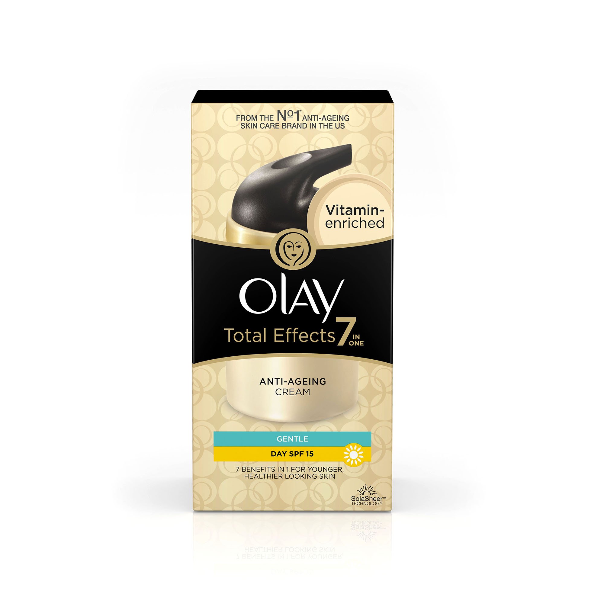 Olay Total Effects Anti-Aging Moisturizing Cream with Niacinamide & Green Tea Extract | Fights 7 Signs of Aging for Normal, Oily, Dry & Combination Skin | SPF 15 Sun Protection | 1.76 oz (50g) | Perfect for Daily Skincare Routine & Anti-Aging Regimen