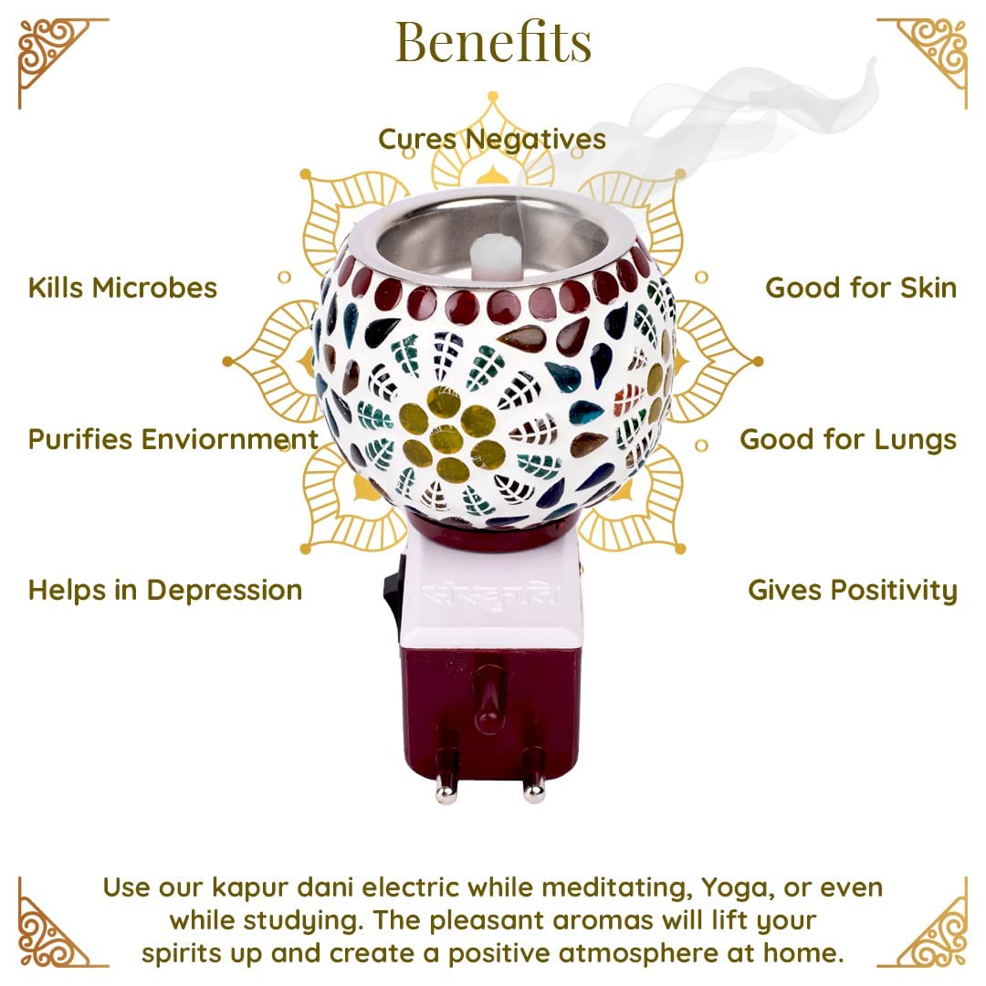 PROSPERRO LUMO Aroma Diffuser by Parkash Candles - Multi Functional Essential Oil & Camphor Burner, Night Lamp & Kapoor Dani - Round Shape Fragrance Diffuser for Home, Yoga, Meditation & Relaxation