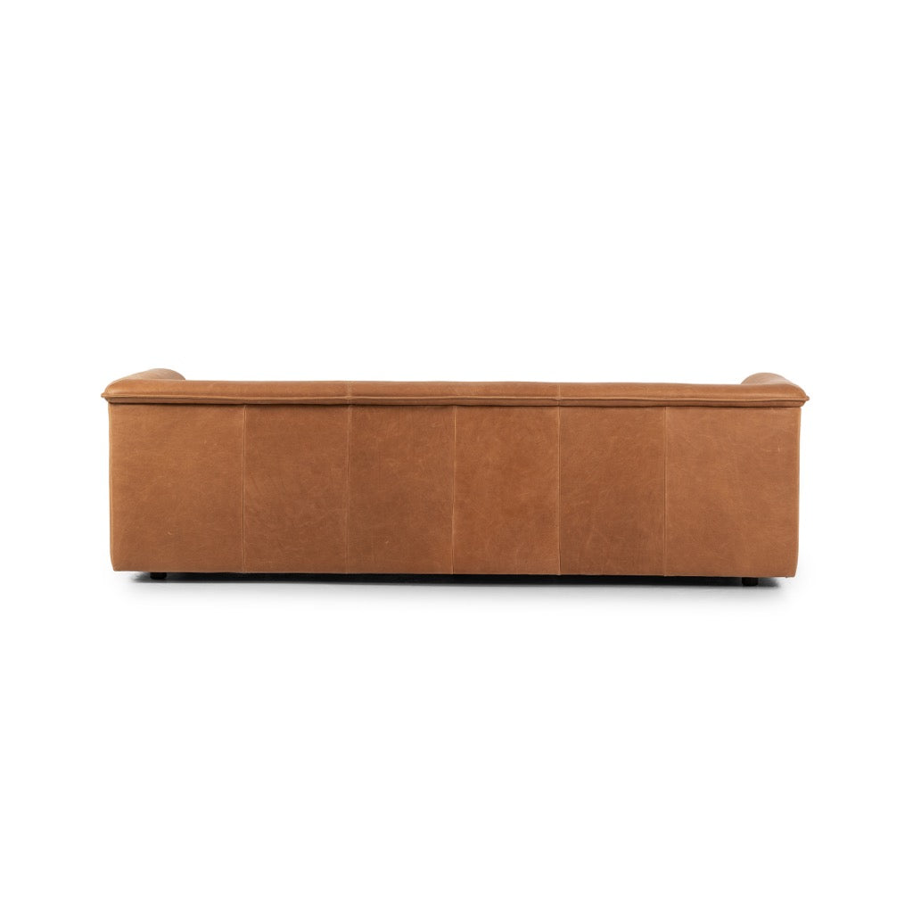 Wellborn Palermo Cognac Leather Sofa - Modern Luxury Living Room Furniture for Home & Office - Perfect for Relaxing, Entertaining & Stylish Decor
