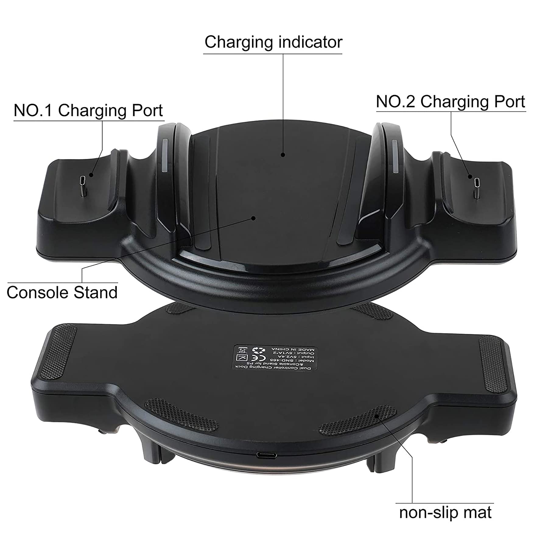 PS5 Vertical Stand with DualSense Charging Station - Compatible with PS5 Console Disc & Digital Edition | LED Indicator & USB-C Charger | Perfect for Gaming Setup & Controller Organization (Black)