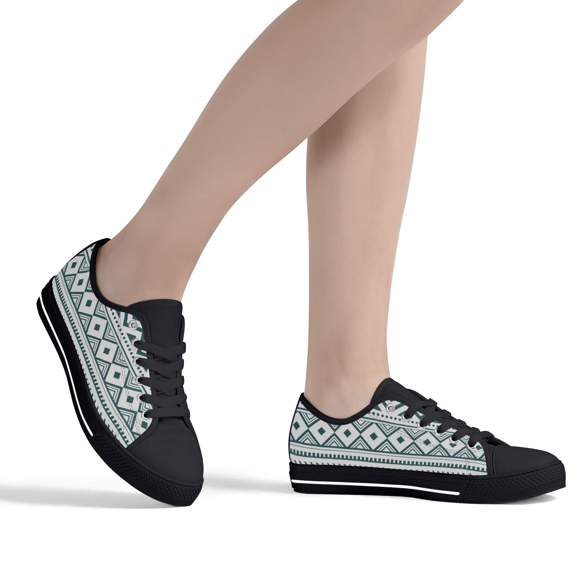 Women's Low Top Canvas Sneakers - Silverado Southwestern Print Slip-On Shoes for Casual Wear & Outdoor Activities