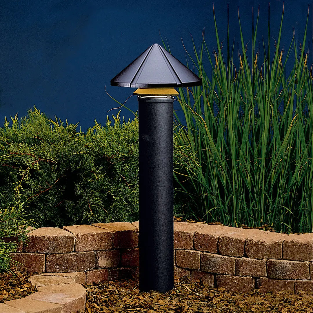 120V Large One Tier Path Light - Textured Black Outdoor Landscape Lighting for Garden, Walkway, and Driveway Illumination