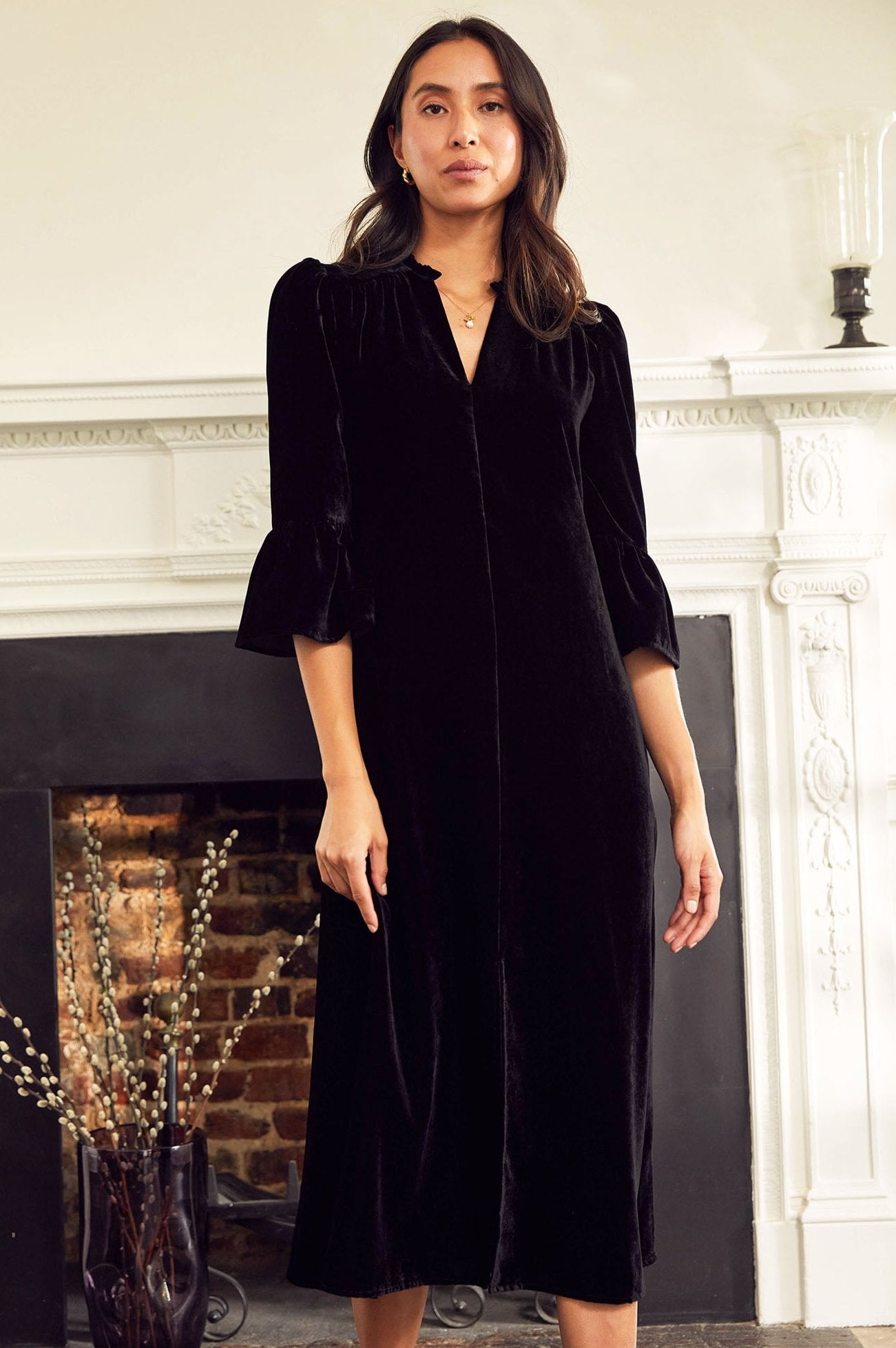 Astrid Velvet Dress for Women - Elegant Black Evening Gown for Party, Wedding & Special Occasions