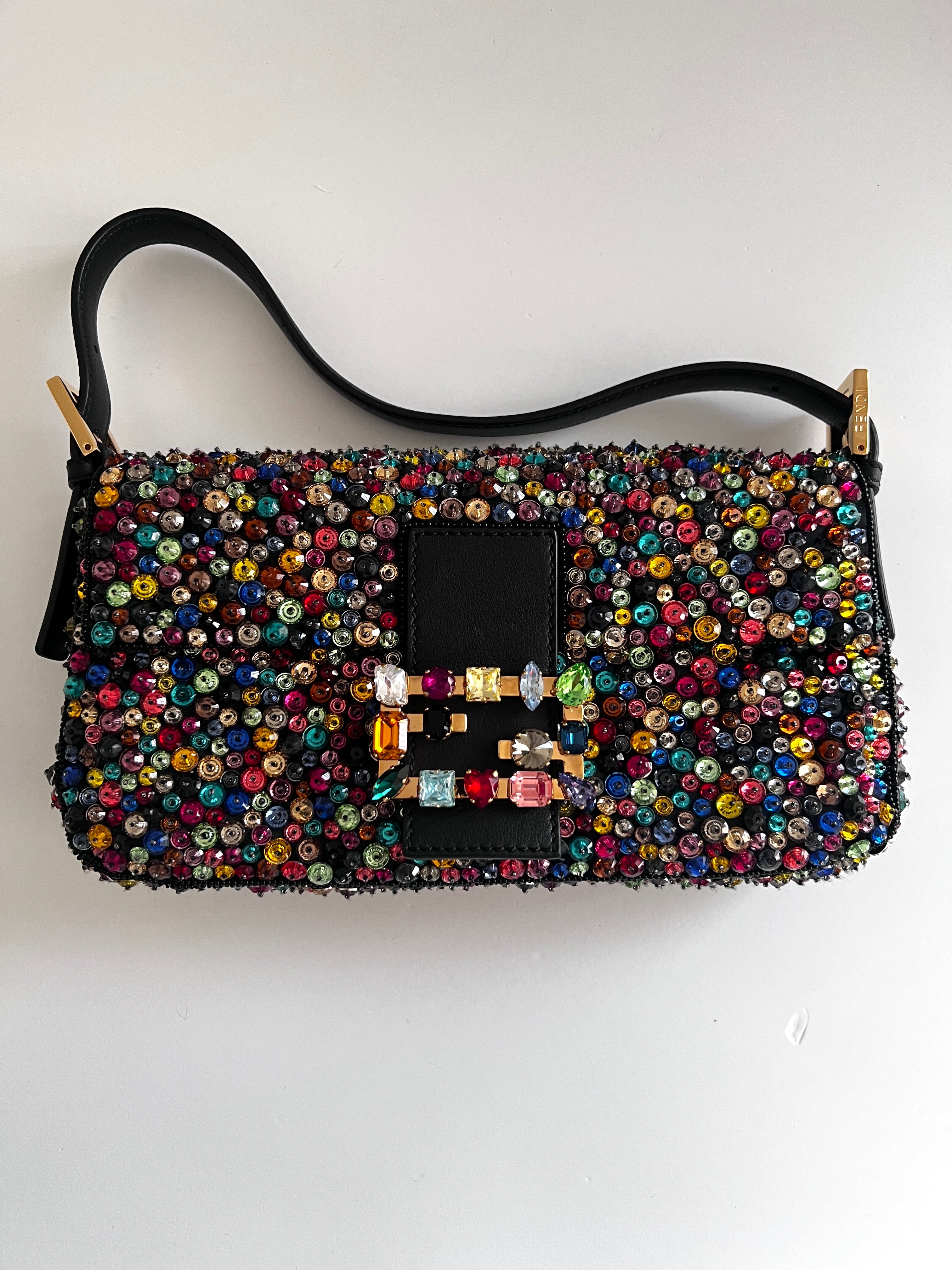 Fendi Jewel Baguette Bag - Luxury Designer Handbag for Women, Elegant Crossbody Purse with Gold-Tone Hardware | Perfect for Parties, Weddings & Evening Events