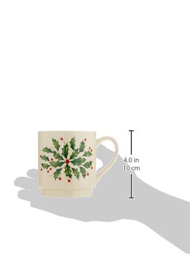 Lenox 853763 Holiday 4-Piece Stackable Mug Set - Christmas Coffee Cups for Hot Cocoa & Tea - Festive Dinnerware for Holiday Hosting & Gift Giving - Perfect for Christmas Parties, Family Gatherings & Cozy Winter Mornings