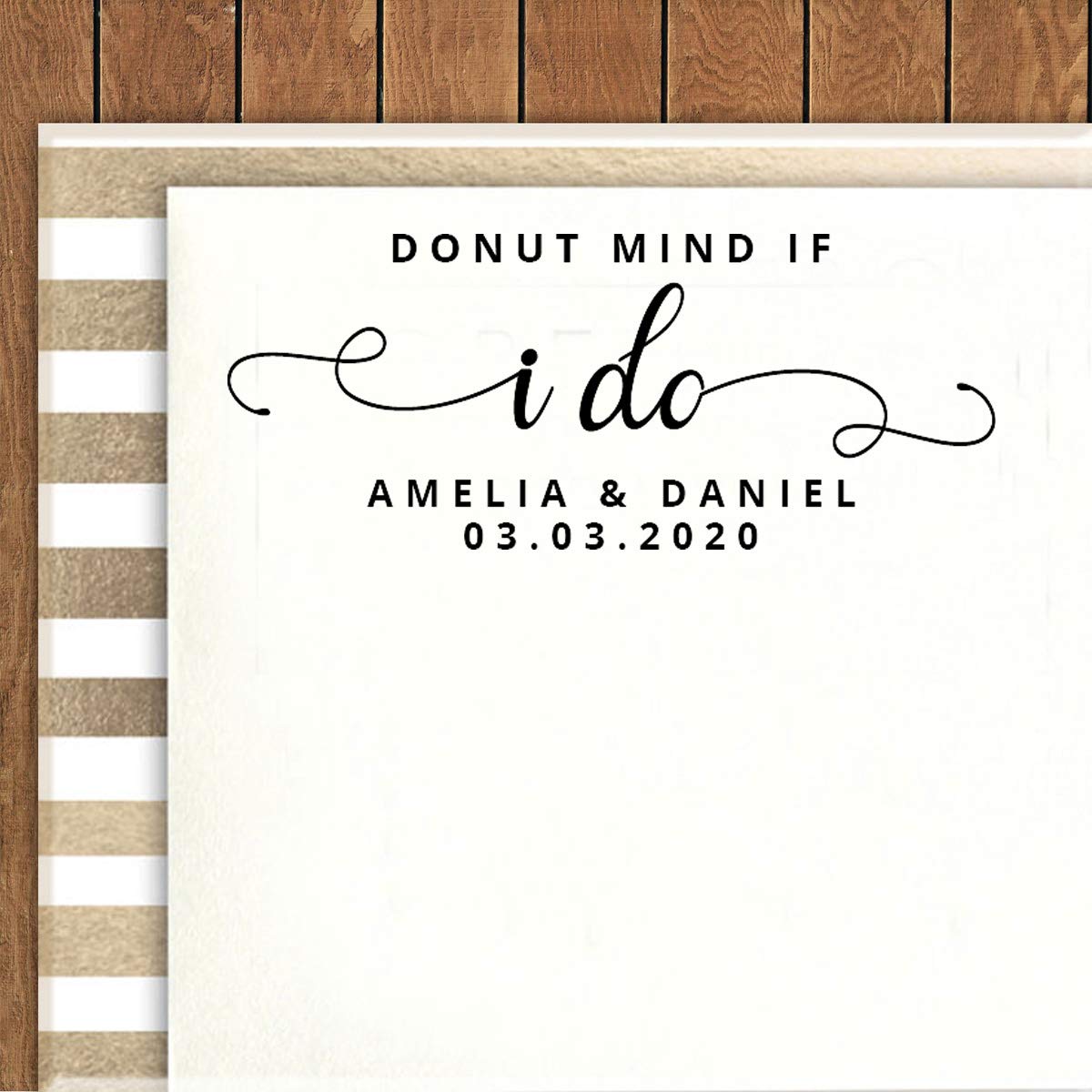 Printtoo Custom Self-Inking Donut Stamp - Personalized Wedding Favor Rubber Stamper (58x22mm) - Perfect for DIY Invitations, Thank You Cards & Party Favors
