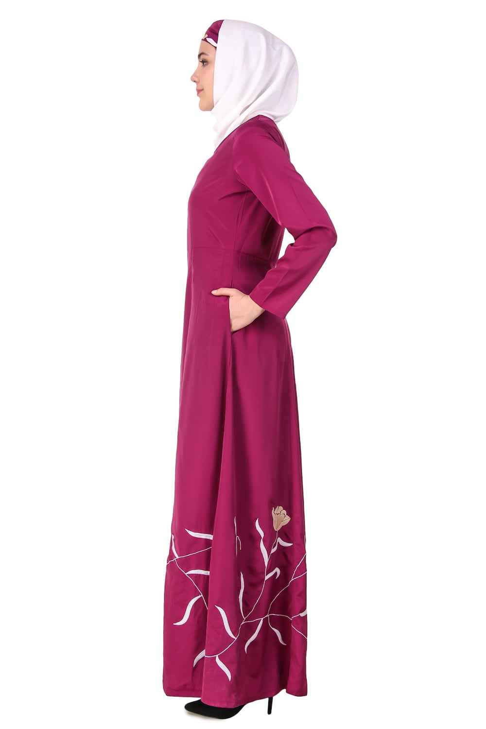 Embroidered Floral Anarkali Abaya Dress for Women - Elegant Islamic Prayer Gown for Eid, Wedding & Special Occasions