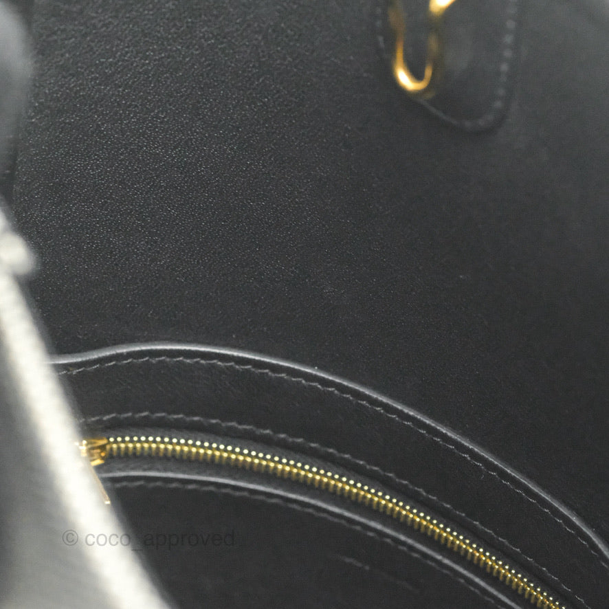 Celine Small Sangle Bucket Bag in Black & Grey Textile with Gold Hardware - Perfect for Work, Travel & Everyday Luxury