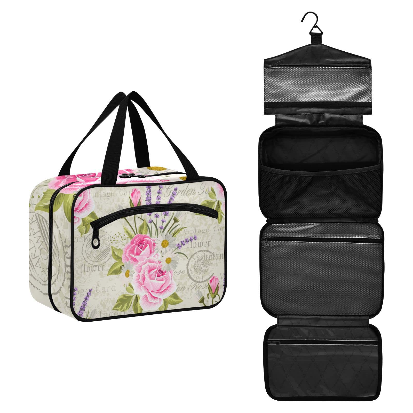 Lavender Travel Toiletry Bag for Women - Hanging Cosmetic Organizer for Makeup & Bathroom