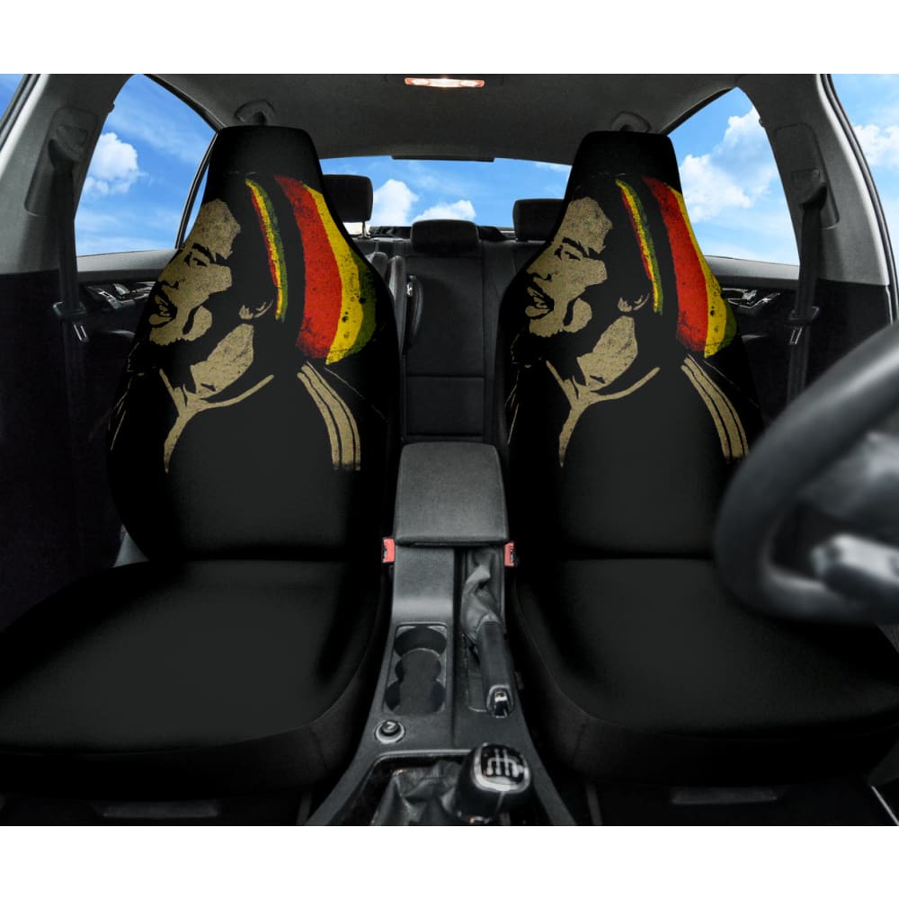 Bob Marley One Love Jamaica Reggae Custom Car Seat Covers Set of 2 - 211901 | Perfect for Reggae Fans, Car Enthusiasts & Jamaican Culture Lovers