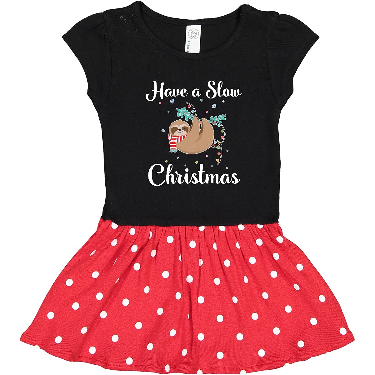 Inktastic Sloth Slow Christmas Outfit Toddler Dress - Cute Holiday Party Dress for Baby Girls & Toddlers - Perfect for Christmas Photos, Family Gatherings & Festive Celebrations