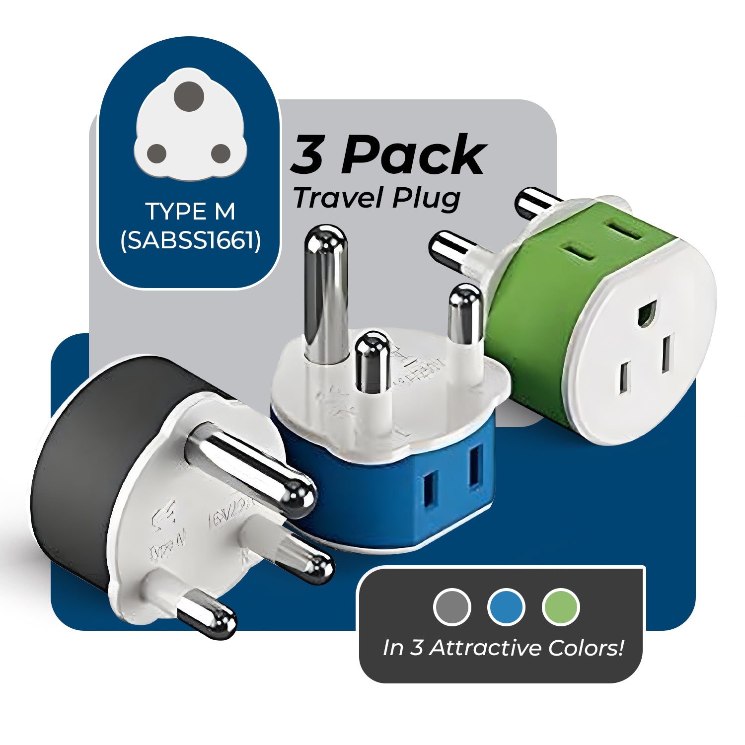 South Africa & Botswana Travel Adapter - 2-in-1 Type M Plug with Compact Design for US Outlets | Perfect for Business Trips & Safari Adventures