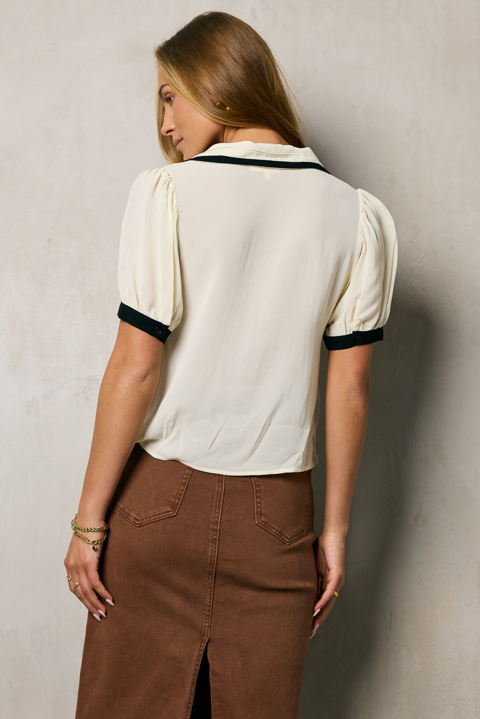 Allison Contrast Button Up Shirt for Women - Stylish Casual & Office Wear - Perfect for Work, Dates & Everyday Outfits
