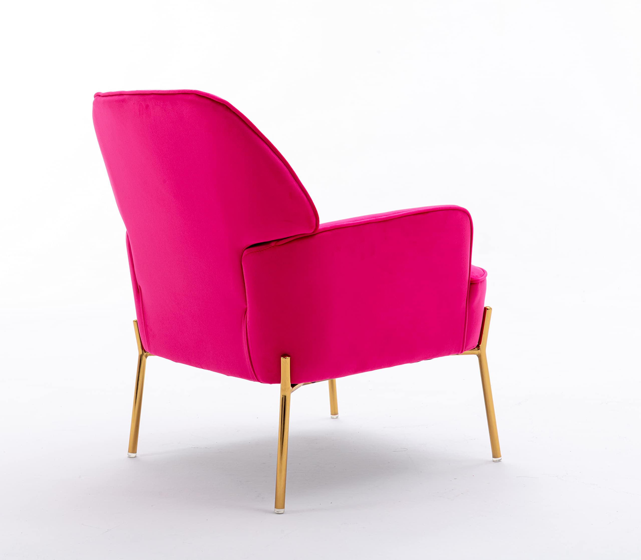 Luxury Velvet Accent Chair with Glam Metal Legs - Modern Comfort for Living Room, Bedroom & Dining Room - Rose Red Upholstered Armchair for Home Decor & Beauty Salon Use