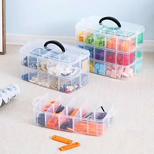 3-Tier Stackable Plastic Craft Organizer with 30 Compartments - Perfect for Beads, Jewelry Making & DIY Supplies Storage - Ideal for Craft Rooms, Offices & Home Organization