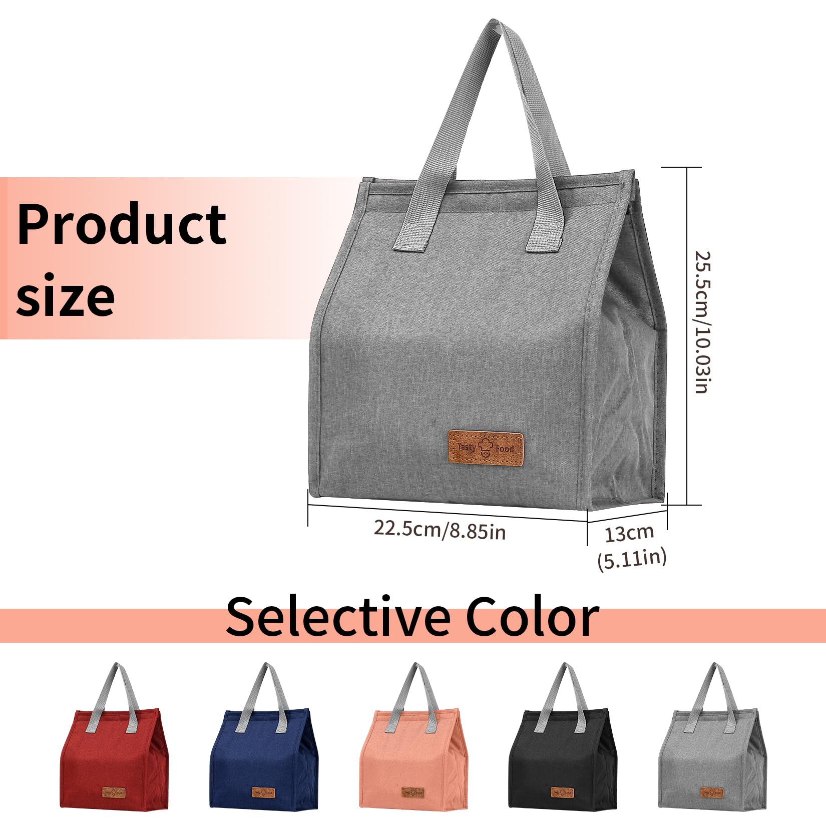 Insulated Lunch Bag for Women & Men - Reusable Lunch Box Tote for Work, Office, Travel - Leakproof & Thermal Food Container - Perfect for Picnics, Commuting & Outdoor Activities - Black